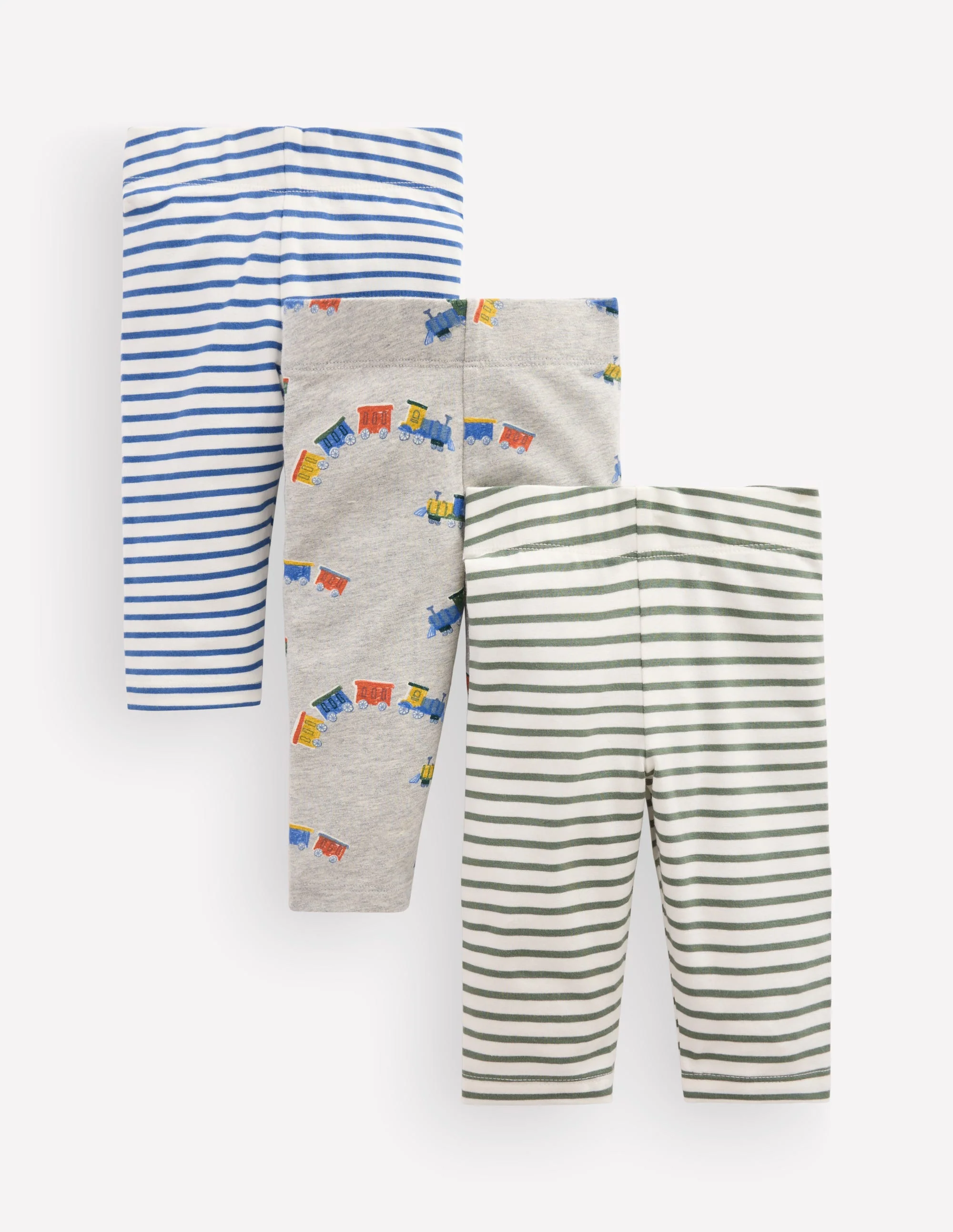 3-pack Cotton Leggings-Grey Marl Trains