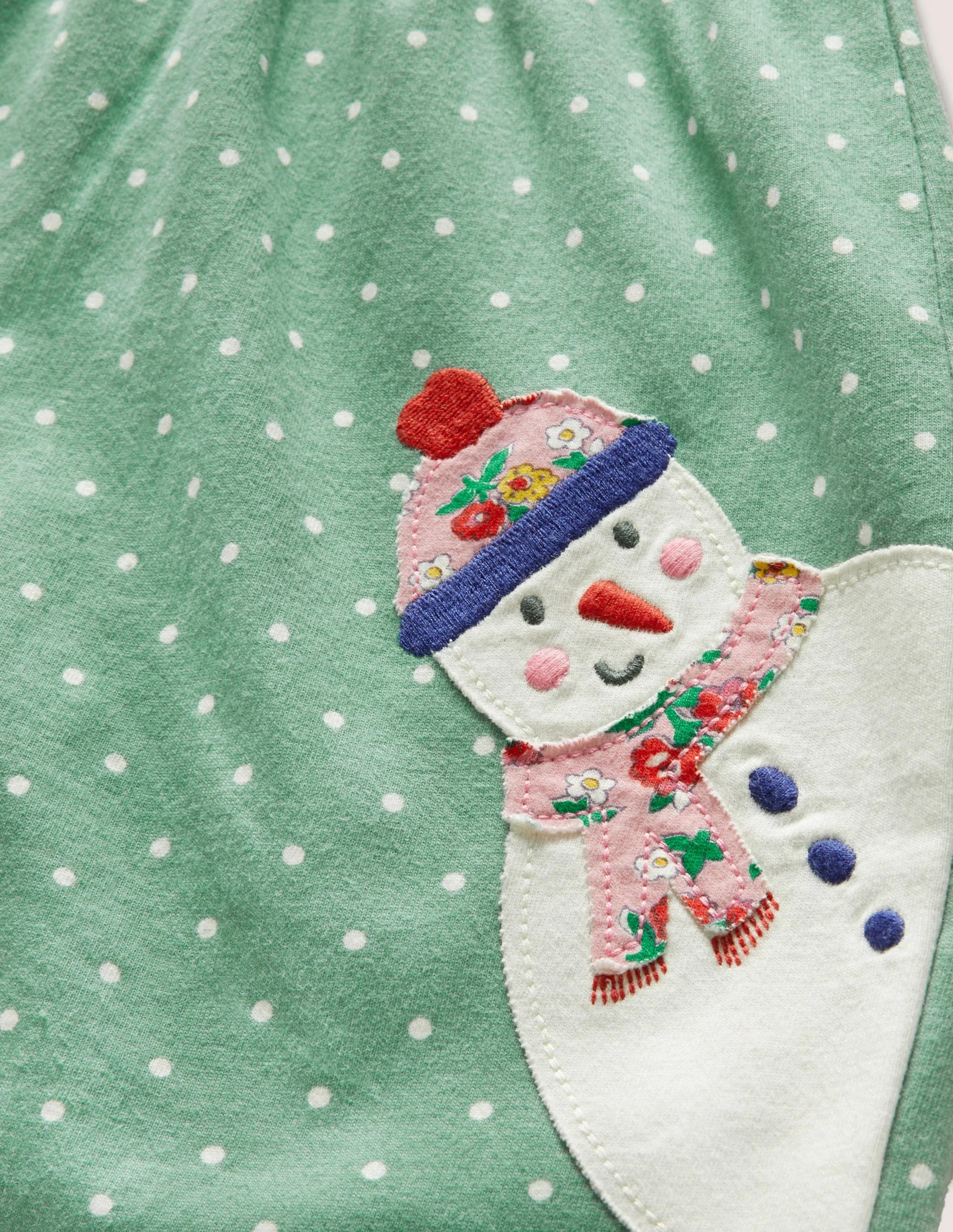 Appliqué Dress and Legging Set-Green Festive Friends - Image 3
