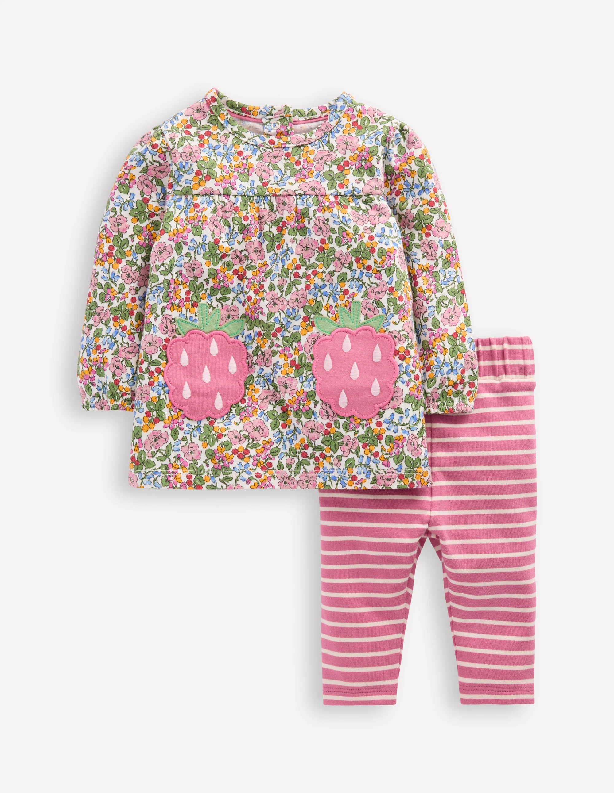 Applique Jersey Tunic Set-Multi Berry Floral