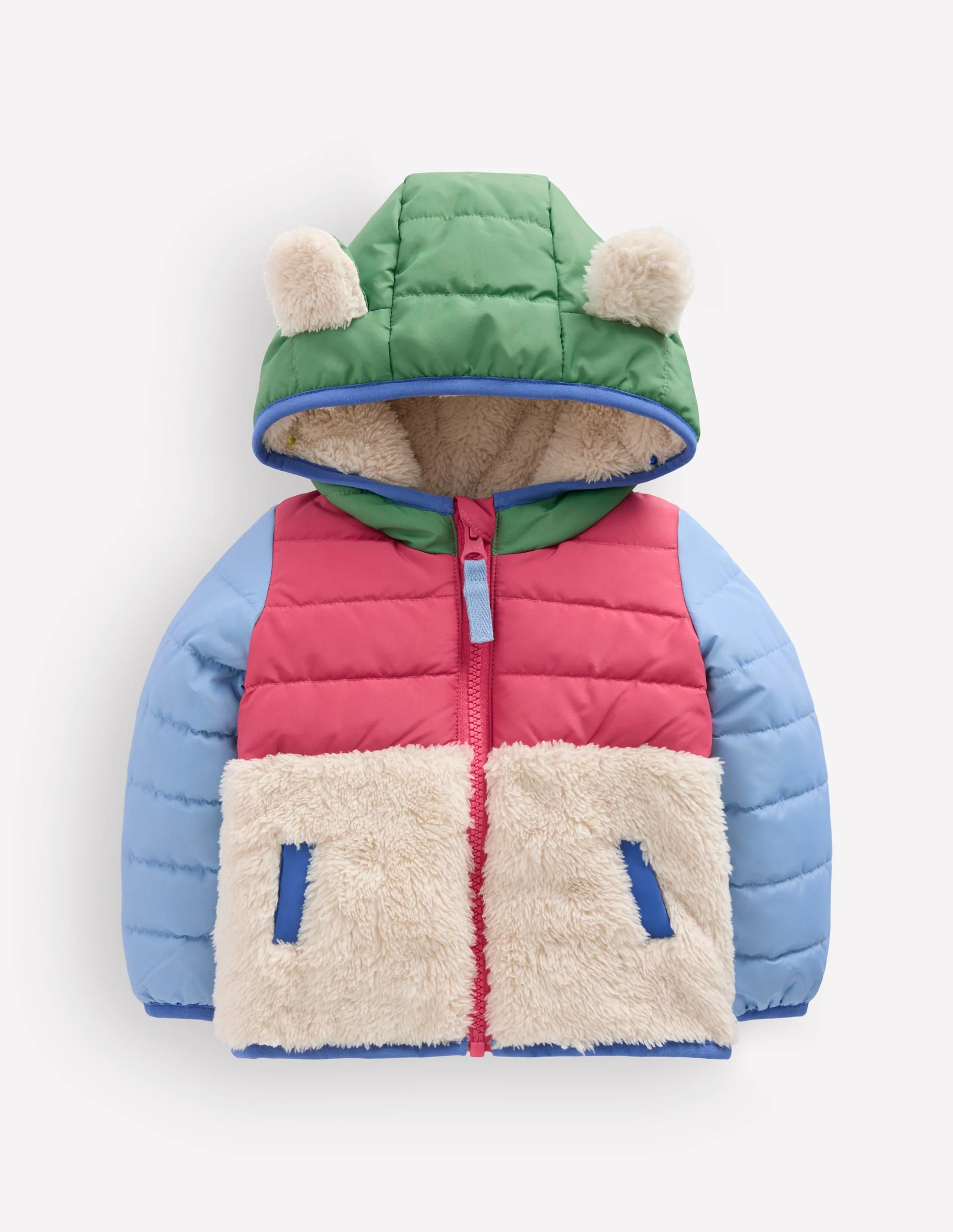 Boys Mixed Borg Jacket-Multi Colourblock