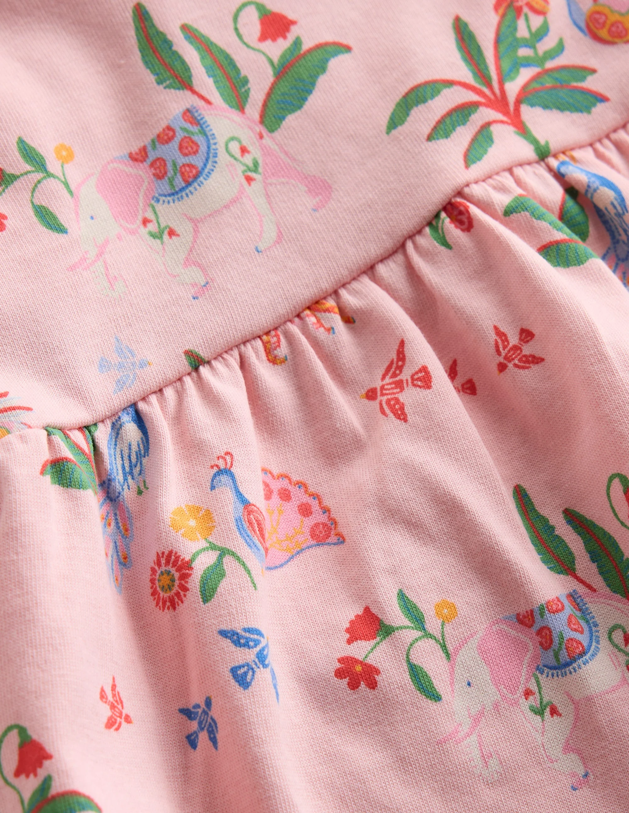 Broderie Trim Jersey Dress-Pink Tropical Animals - Image 3