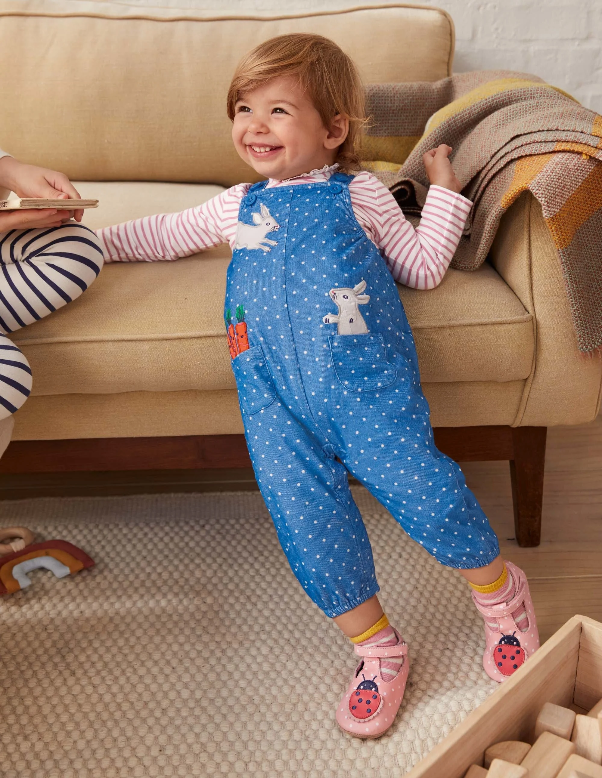 Cord Dungaree Set-Elizabethan Blue Bunnies - Image 4