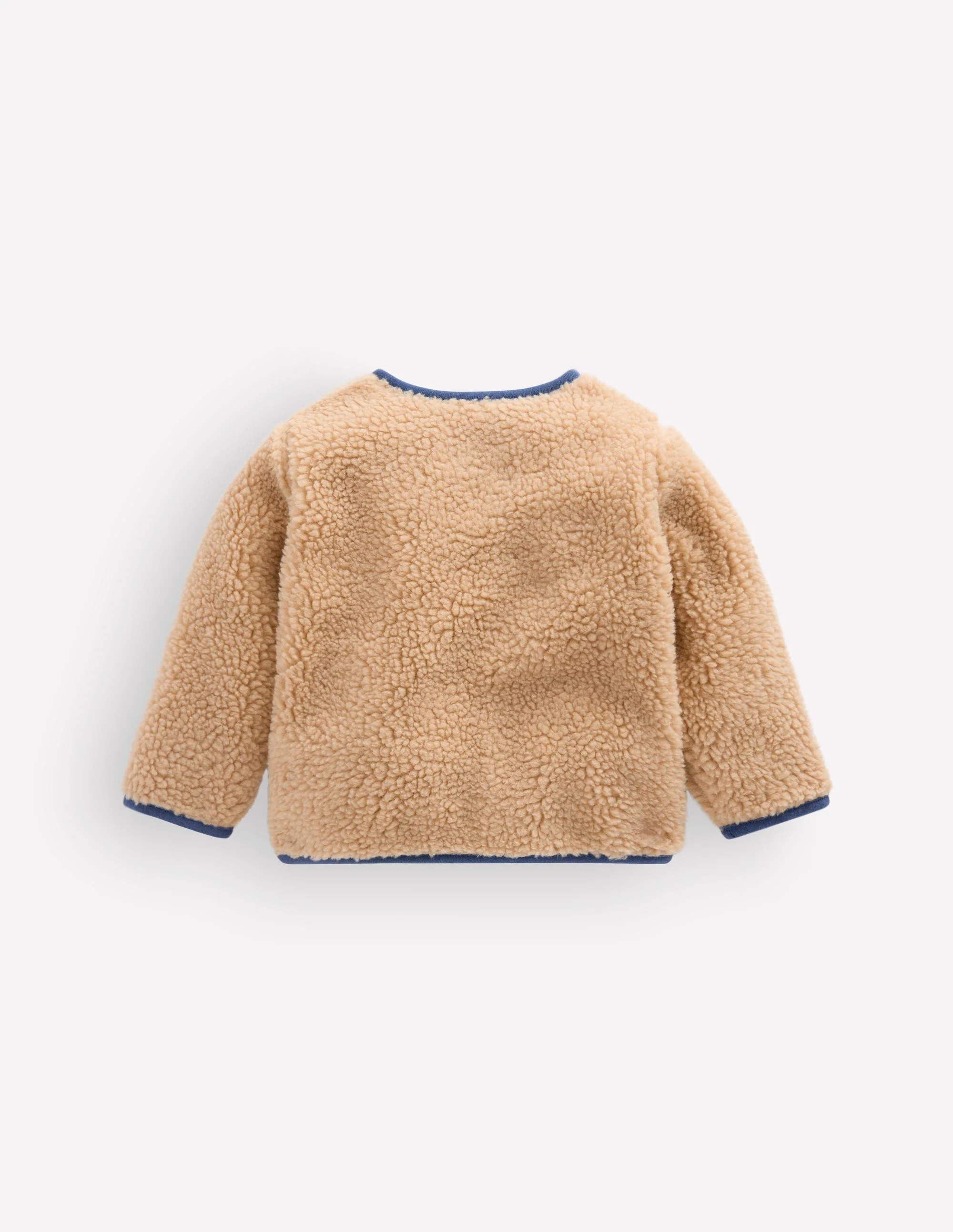 Cosy Borg Button-Down Jacket-Brown/Blue - Image 3