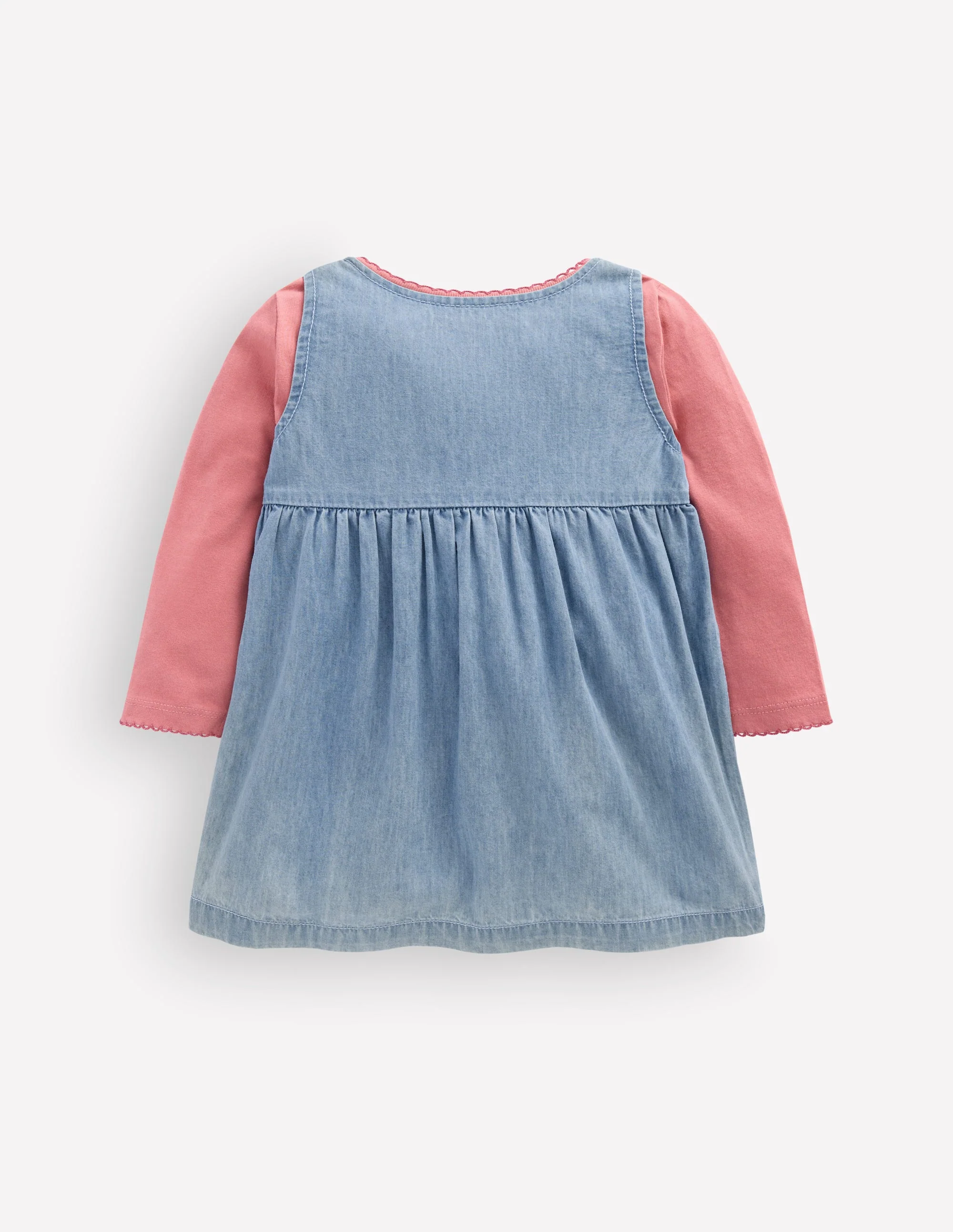 Embroidered Pinny Dress Set-Embroidered Chambray - Image 2