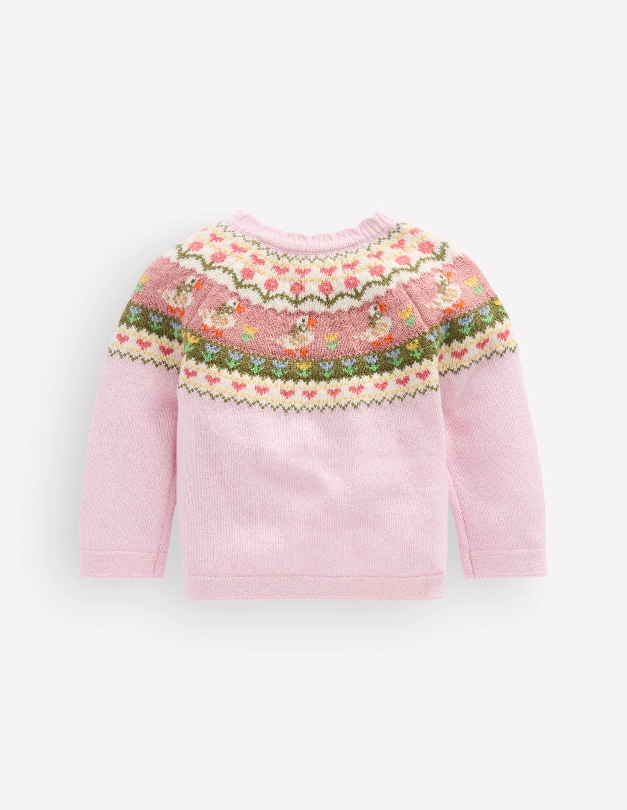 Fair Isle Cardigan-Chalk Pink Geese Fair Isle - Image 2
