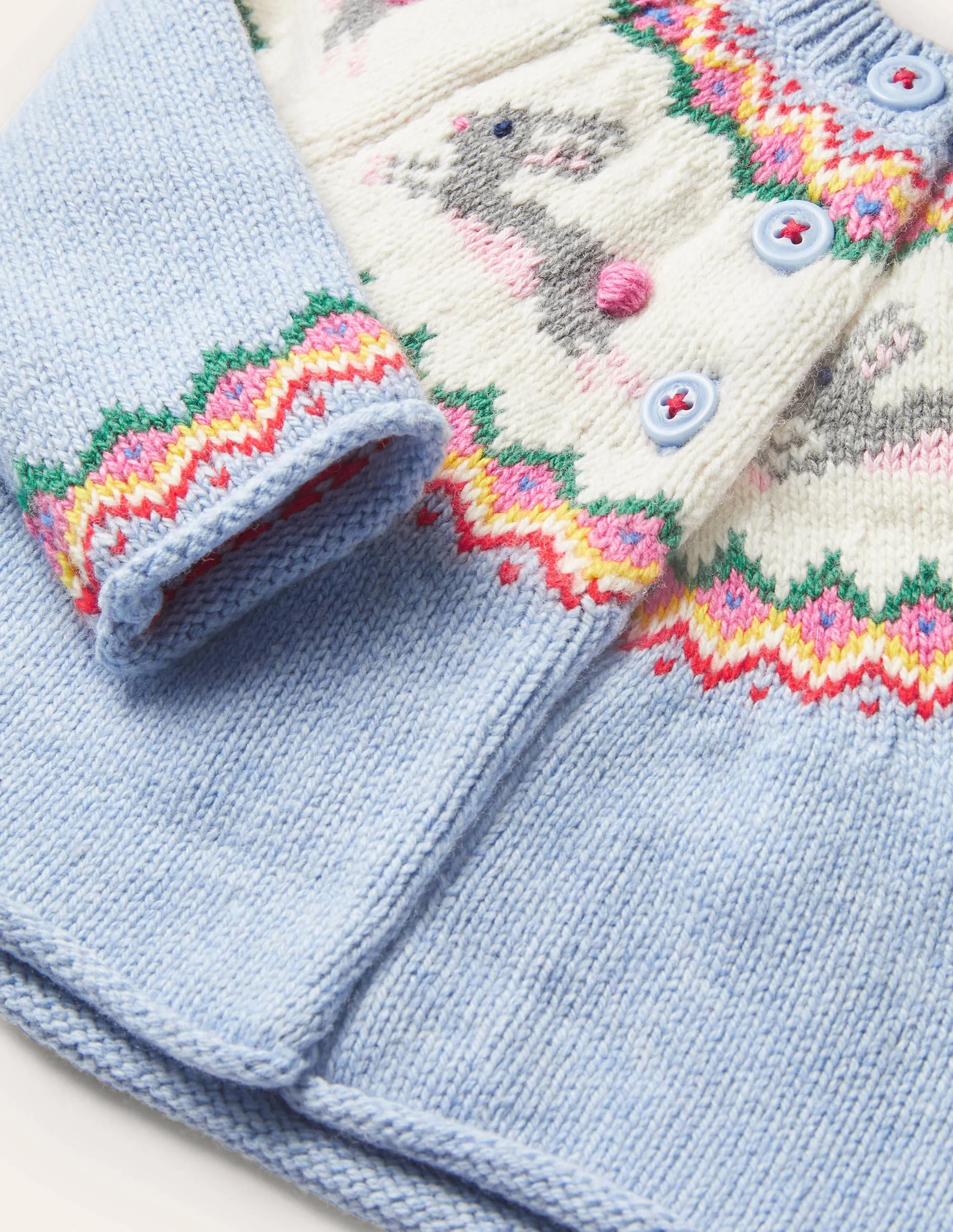 Fair Isle Cardigan-Sky Blue Bunnies - Image 3
