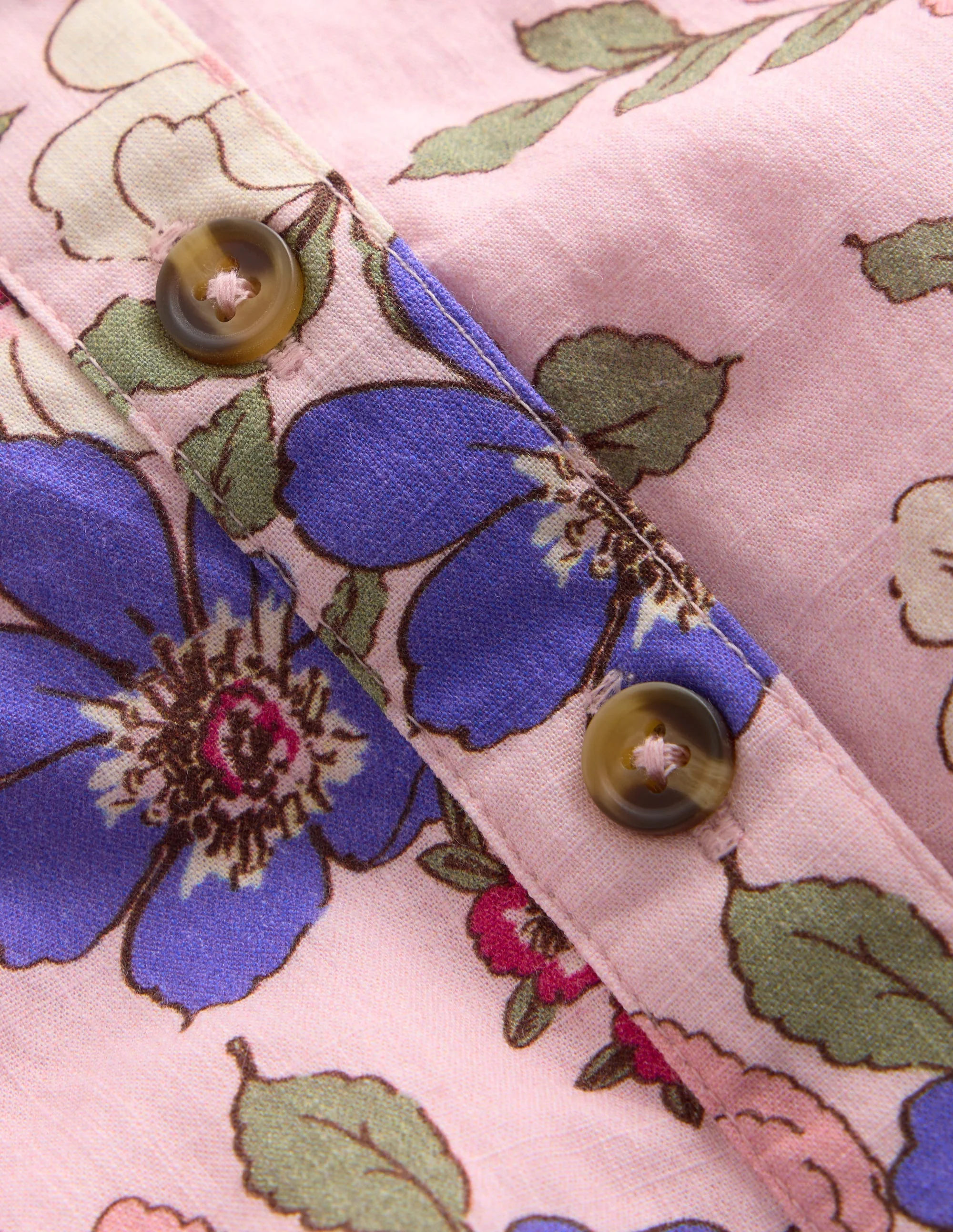 Girls Button Down Romper-Mid Pink Floral - Image 3