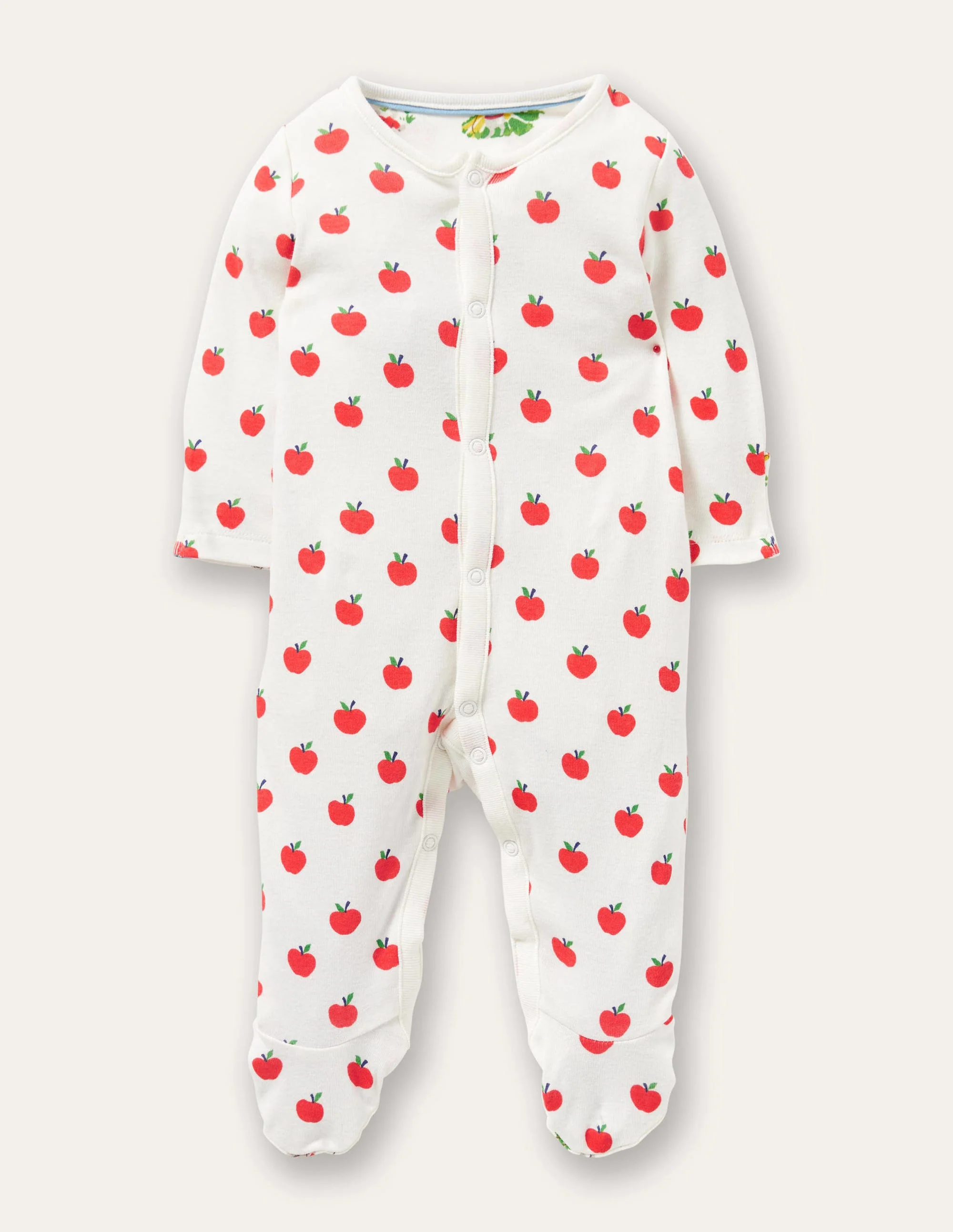 GOTS Organic Sleepsuit-Ivory Apples