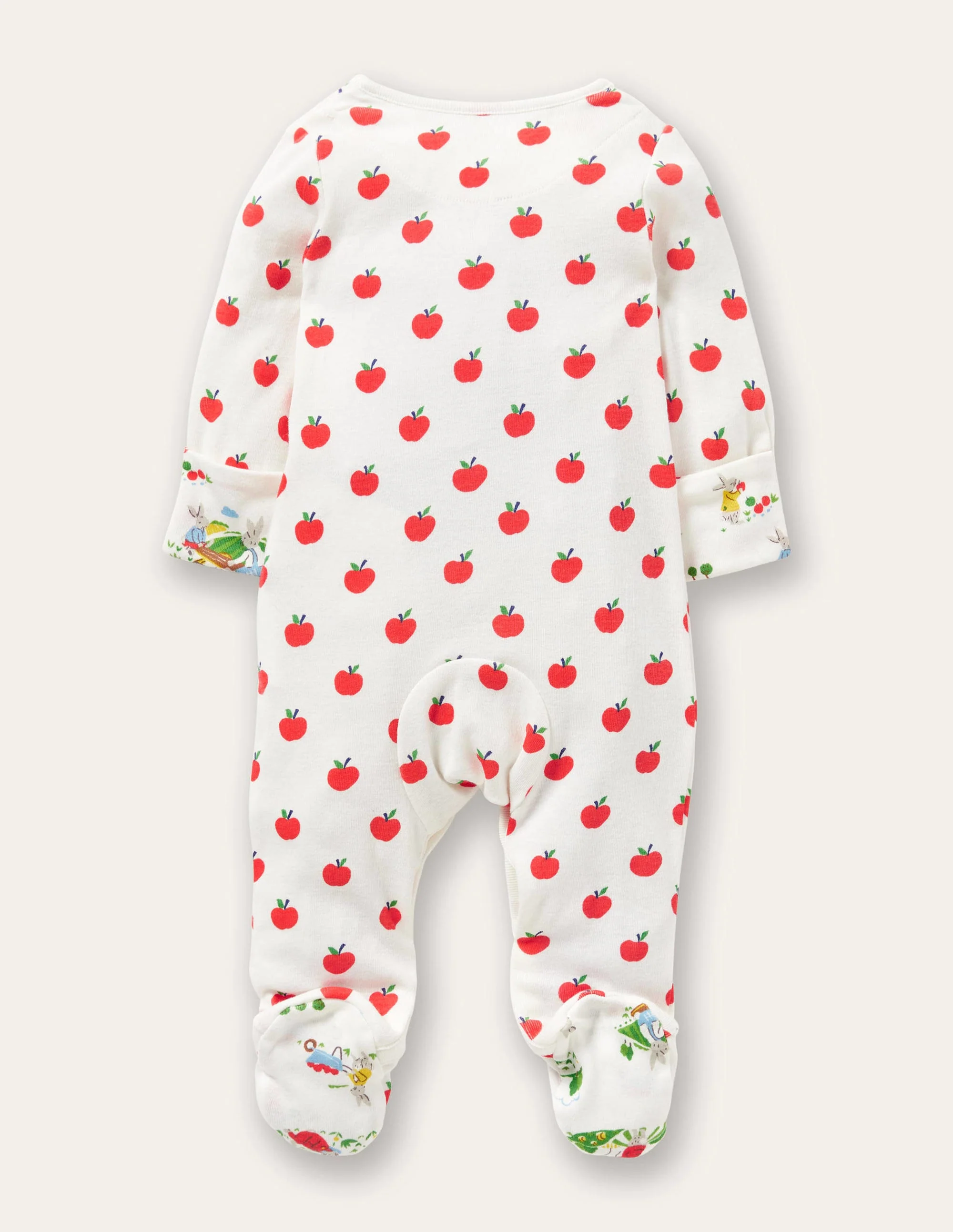 GOTS Organic Sleepsuit-Ivory Apples - Image 2