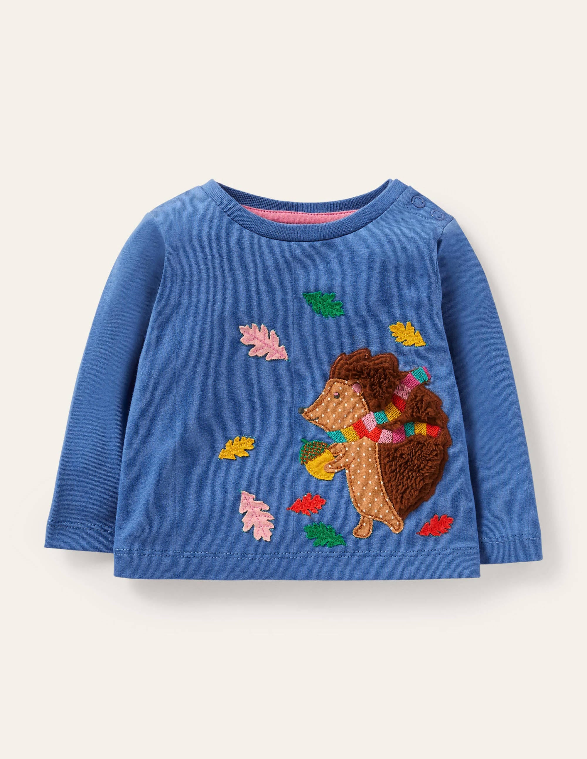 Hedgehog Appliqué T-shirt-Elizabethan Blue Hedgehog