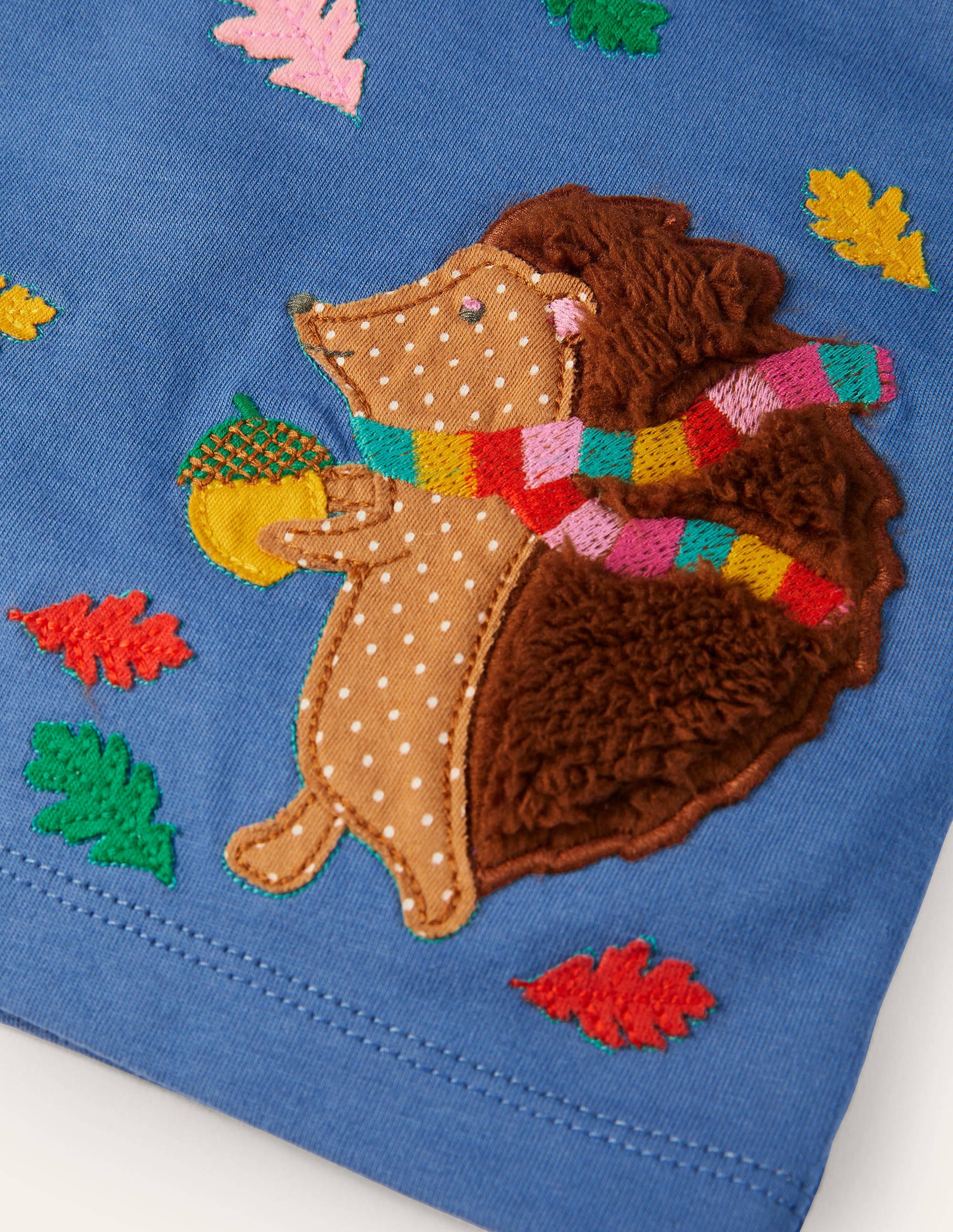 Hedgehog Appliqué T-shirt-Elizabethan Blue Hedgehog - Image 3