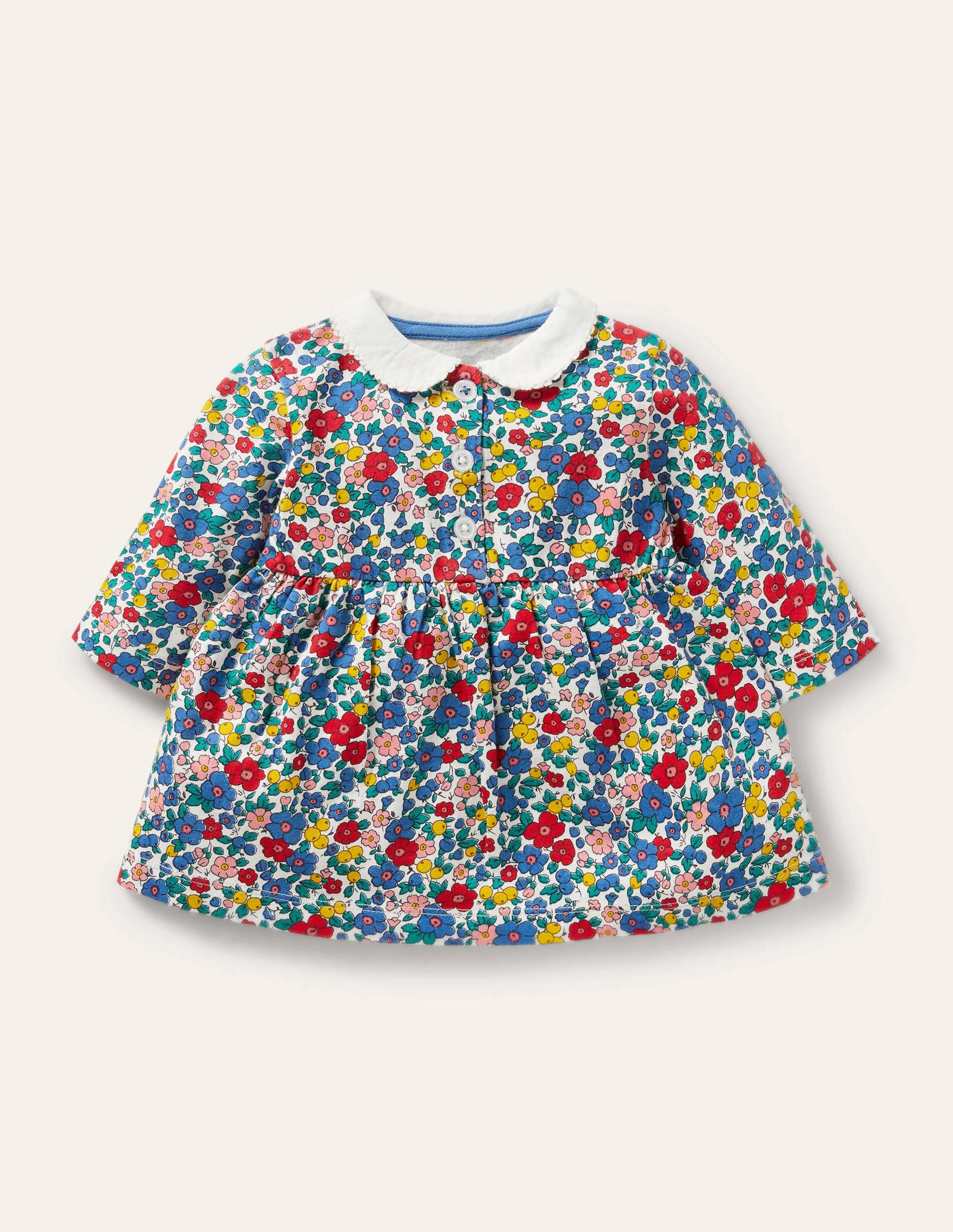 Jersey Collared Dress-Multi Sky Apple Blossom