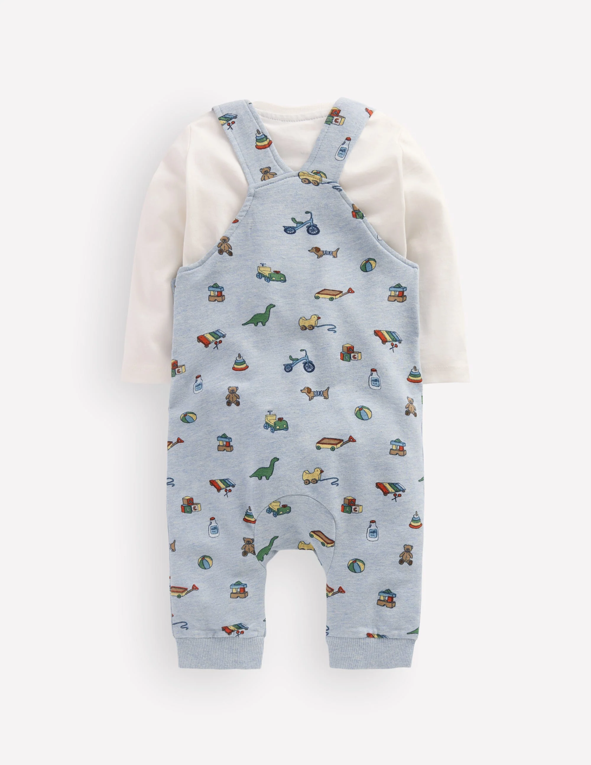 Jersey Dungarees Set-Blue Marl Playroom Print - Image 2