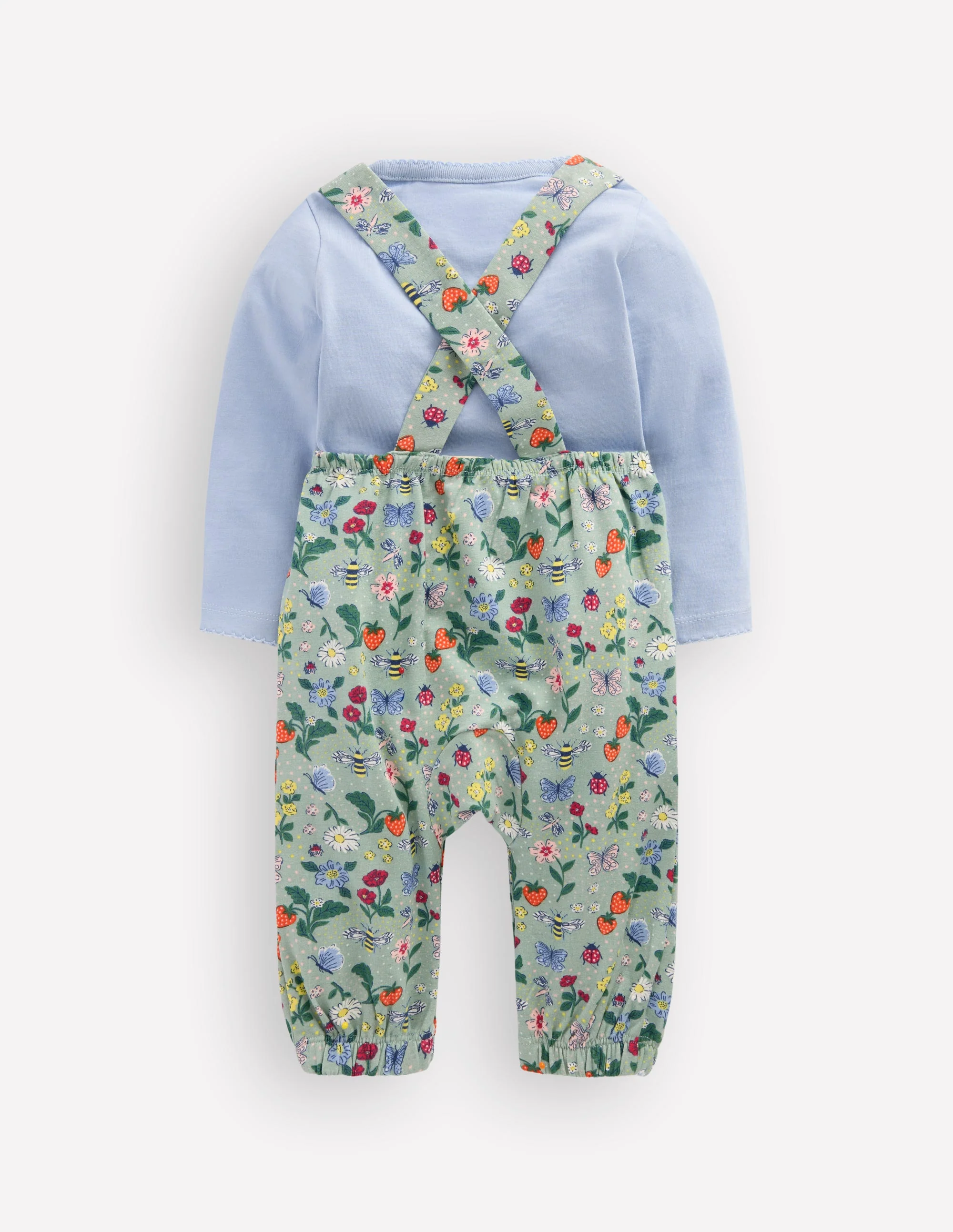 Jersey Dungarees Set-Green Bee Garden - Image 2