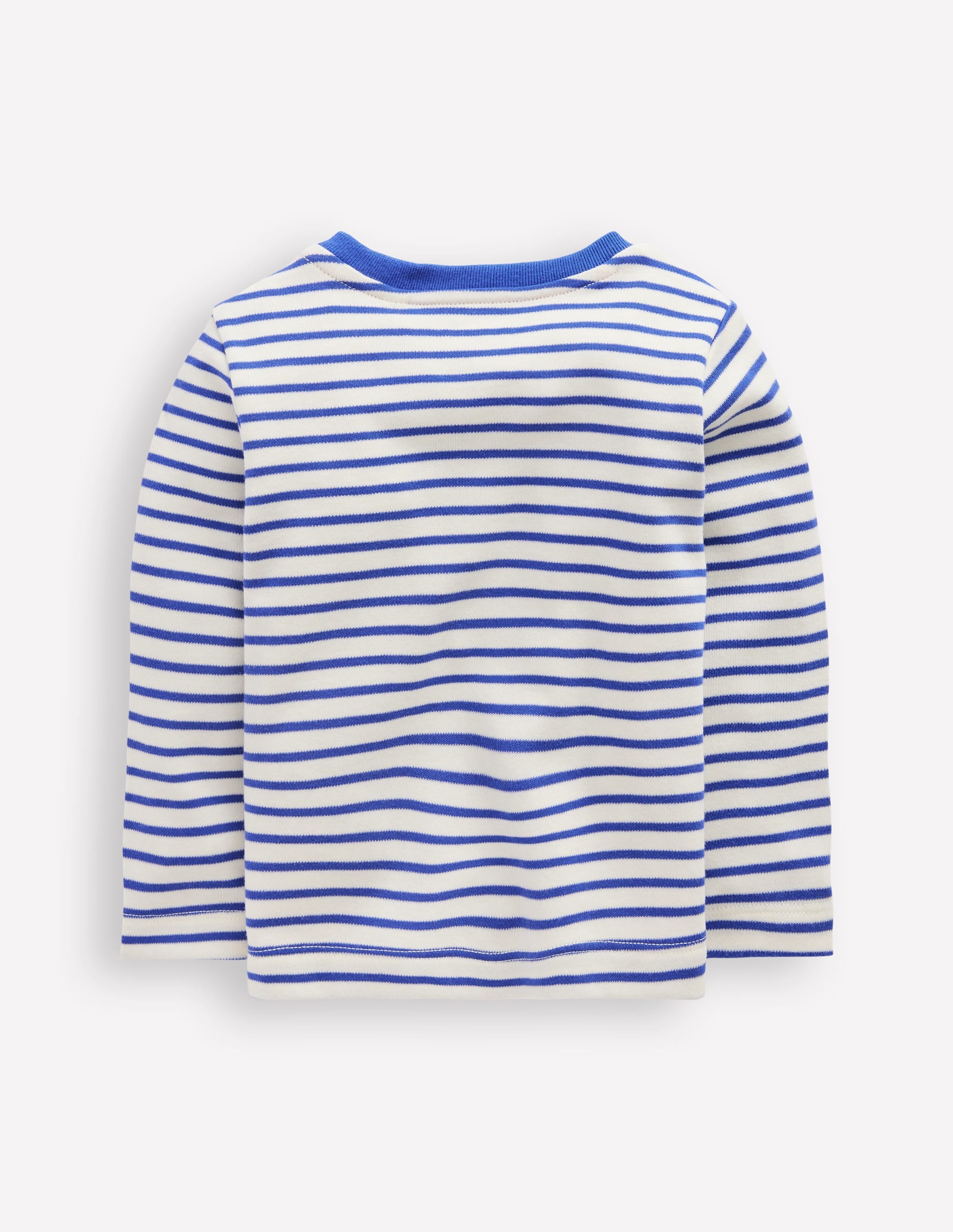 Long Sleeve Appliqué T-shirt-Ivory and Blue Heron Stripe - Image 2