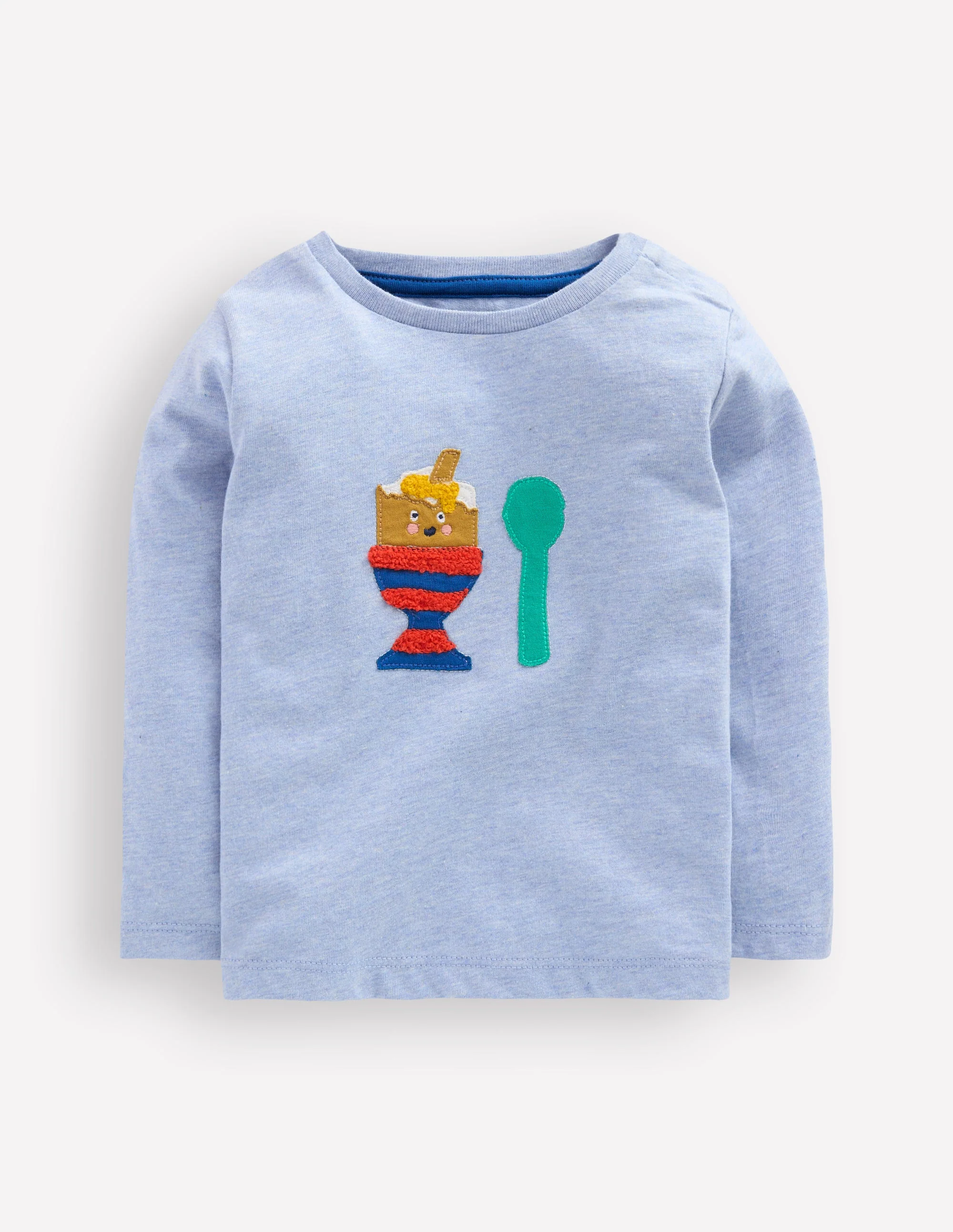 Long Sleeve Appliqué T-shirt-Light Blue Dippy Egg