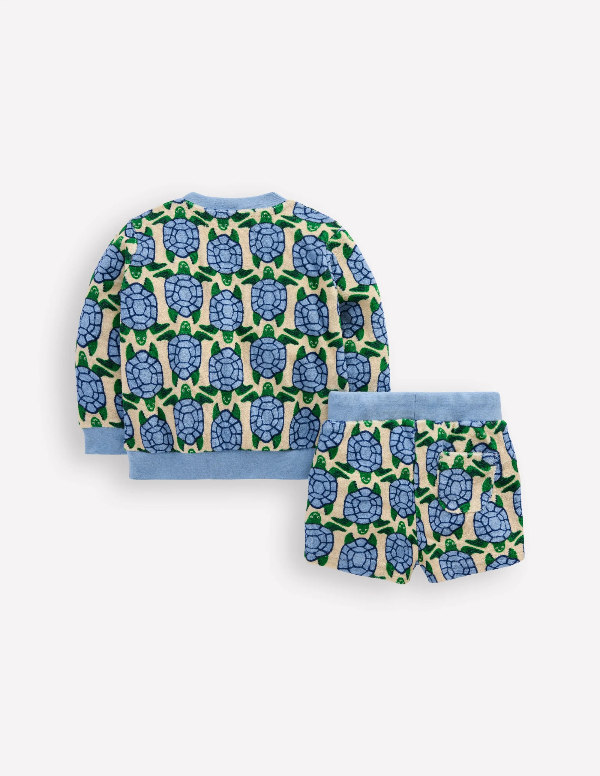 Printed Towelling Play Set-Blue Geo Turtles - Image 2