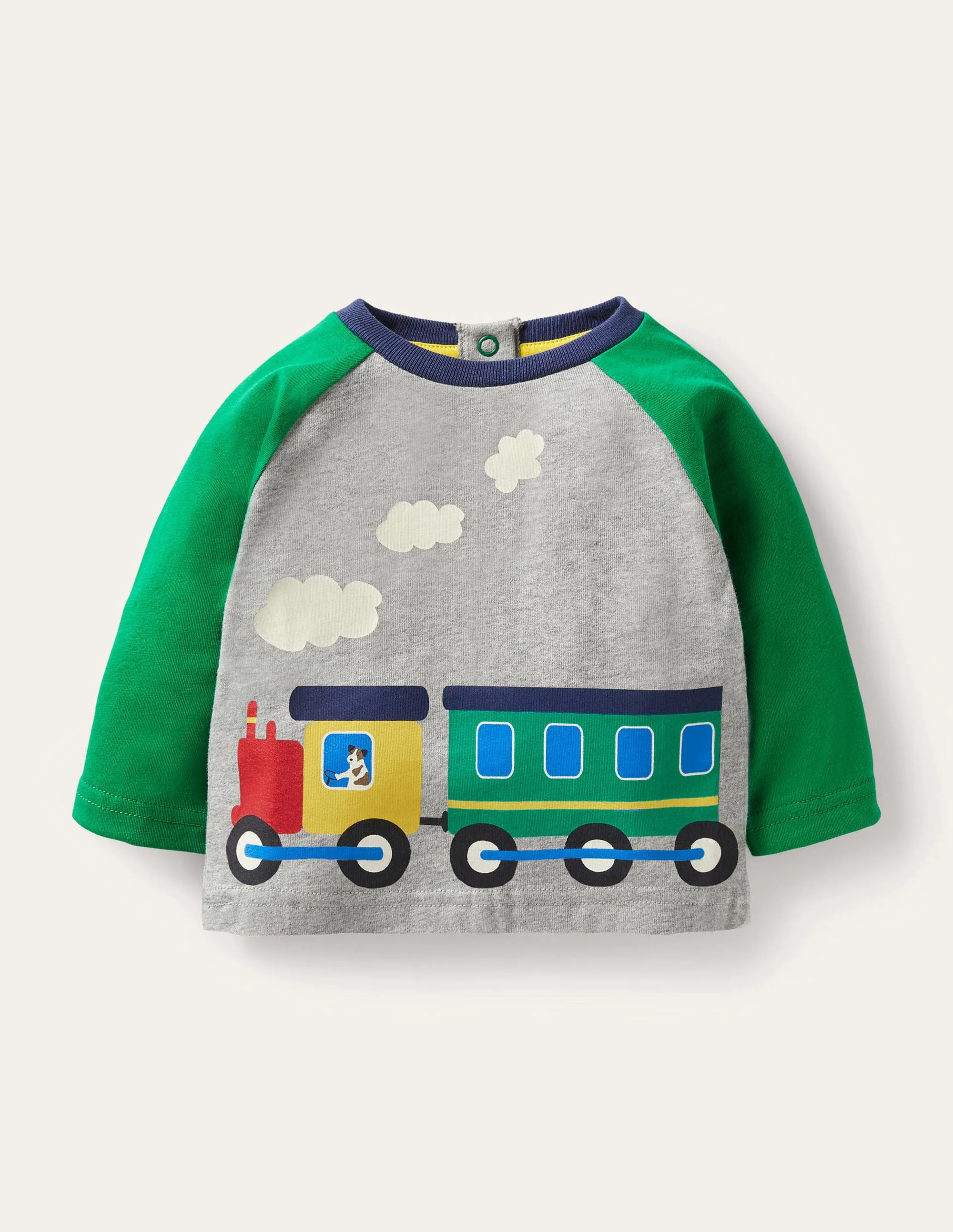 Printed Train T-Shirt-Grey Marl Train