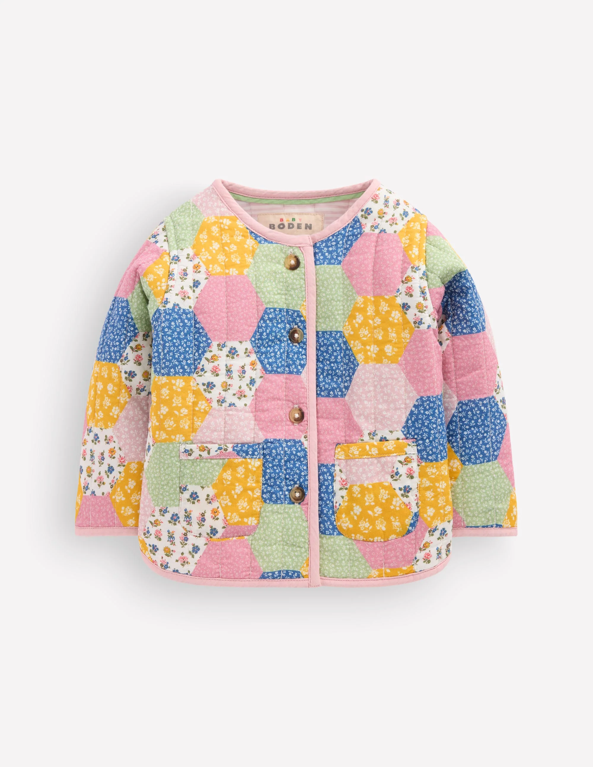 Quilted Jacket-Multi Patchwork Print