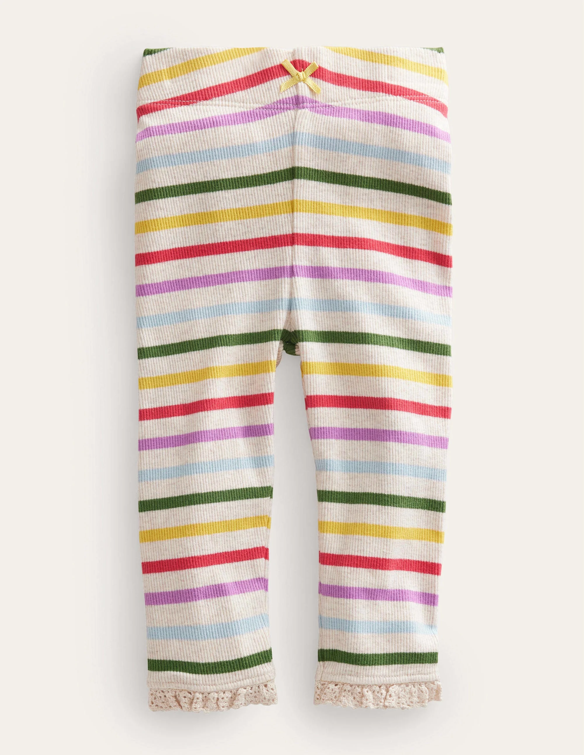 Ribbed Lace Leggings-Rainbow Stripe