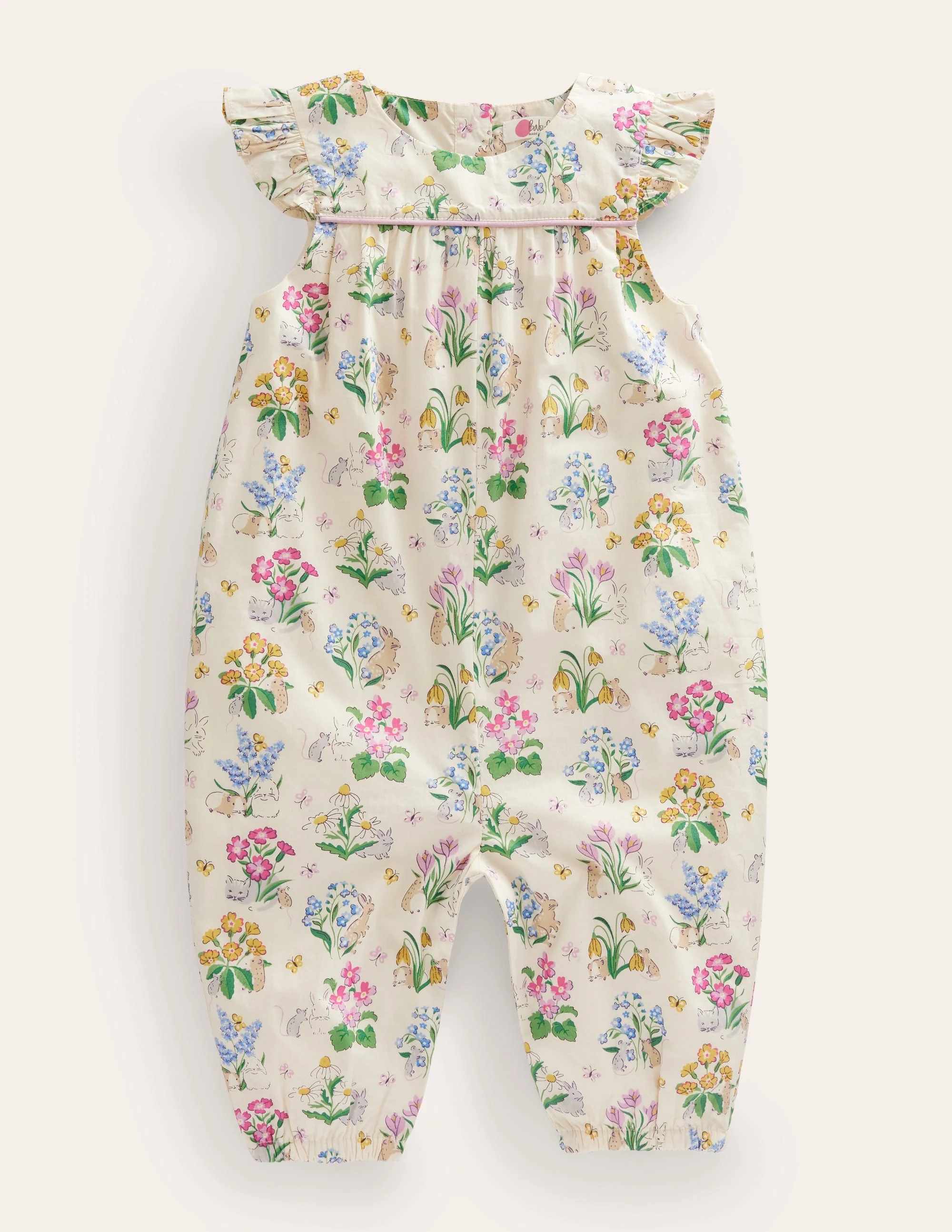 Ruffle Printed Rompers-Vanilla Pod Posy Pals