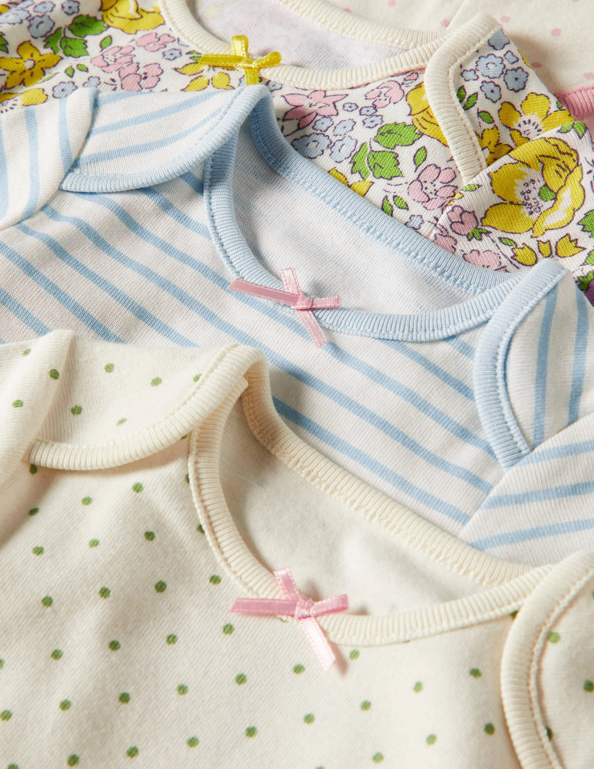 Short Sleeve 5 Pack Bodysuits-Pale Lemon Floral - Image 3