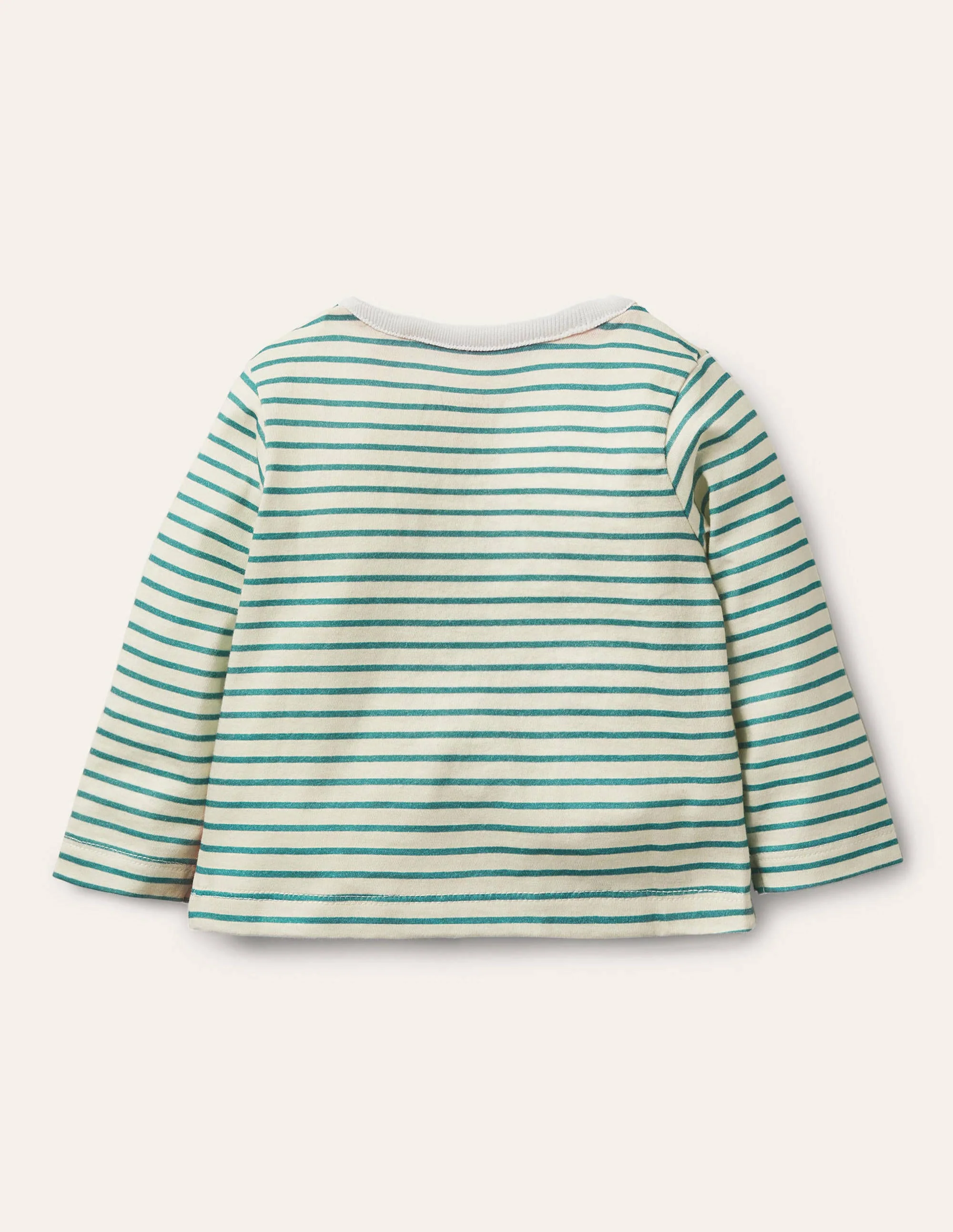 Stripy Lift-the-Flap T-shirt-Ivory/Brook Blue Chickens - Image 2