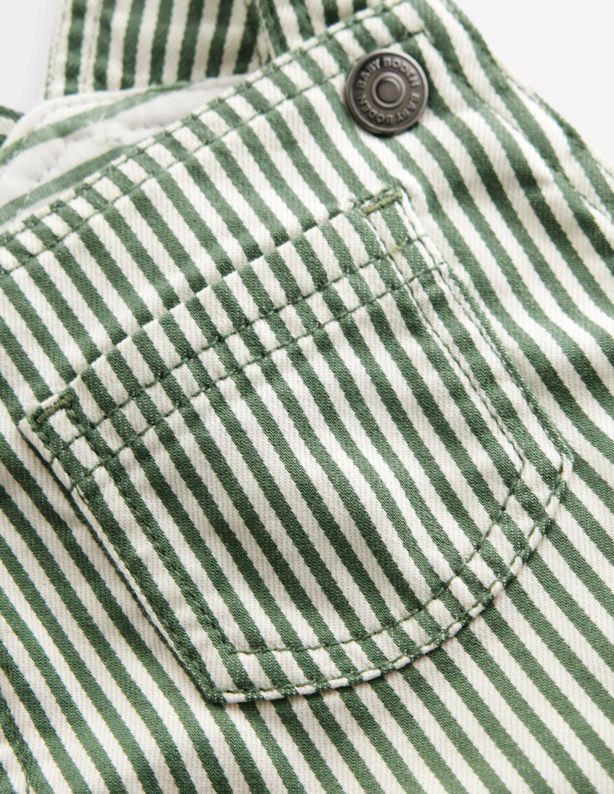 Woven Dungarees-Green Ticking Stripe - Image 3