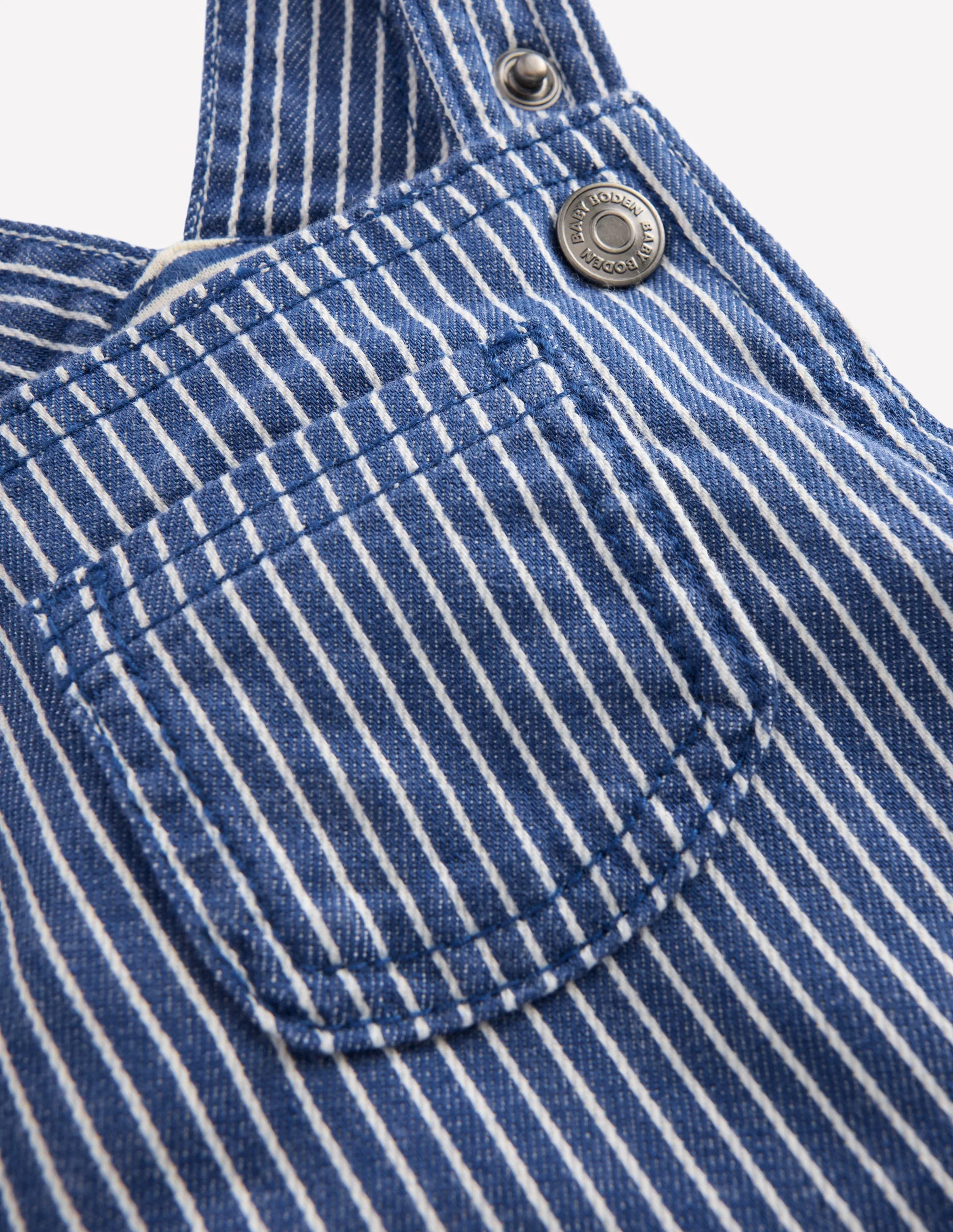 Woven Dungarees-Navy Ticking Stripe - Image 3