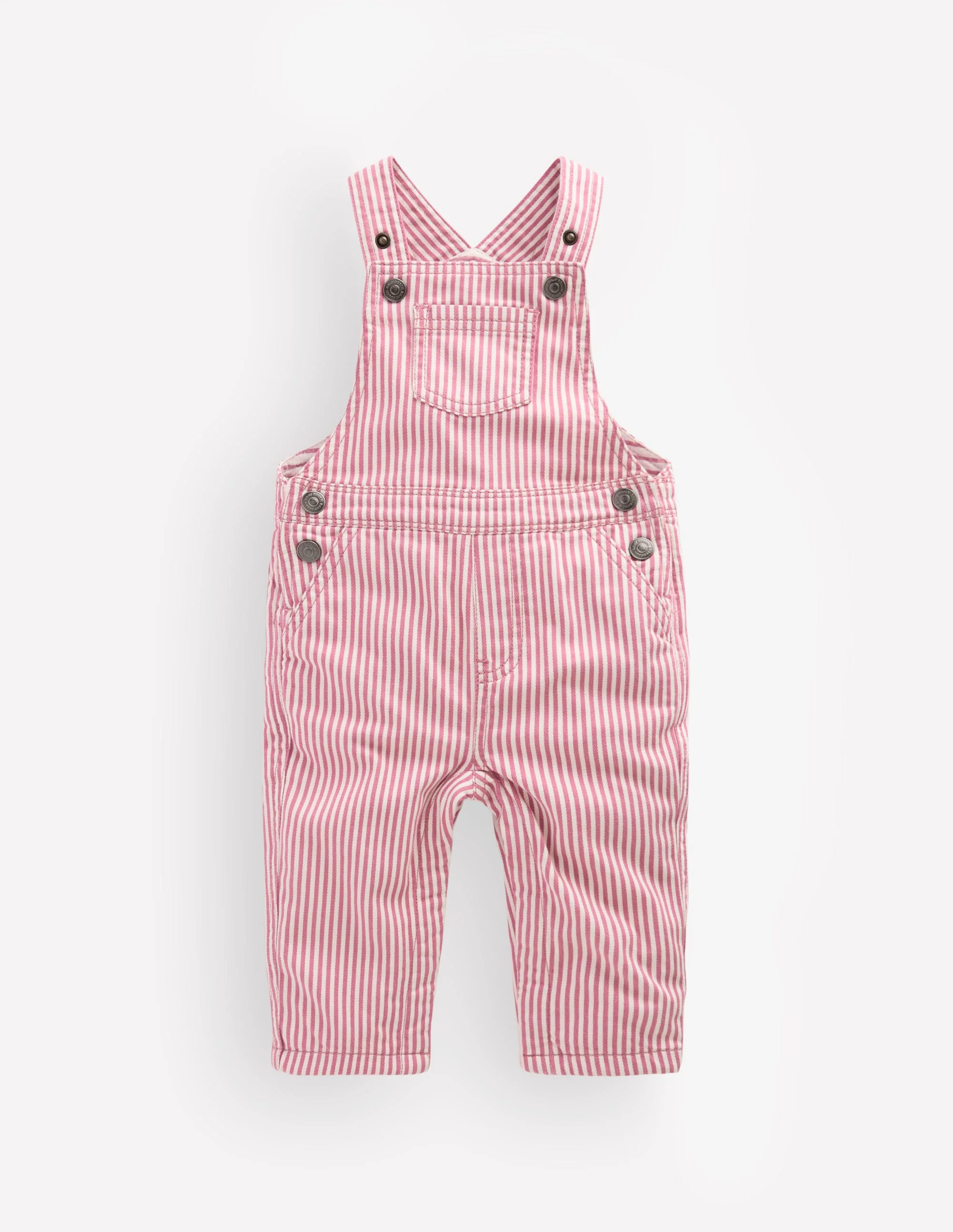 Woven Dungarees-Pink Stripe