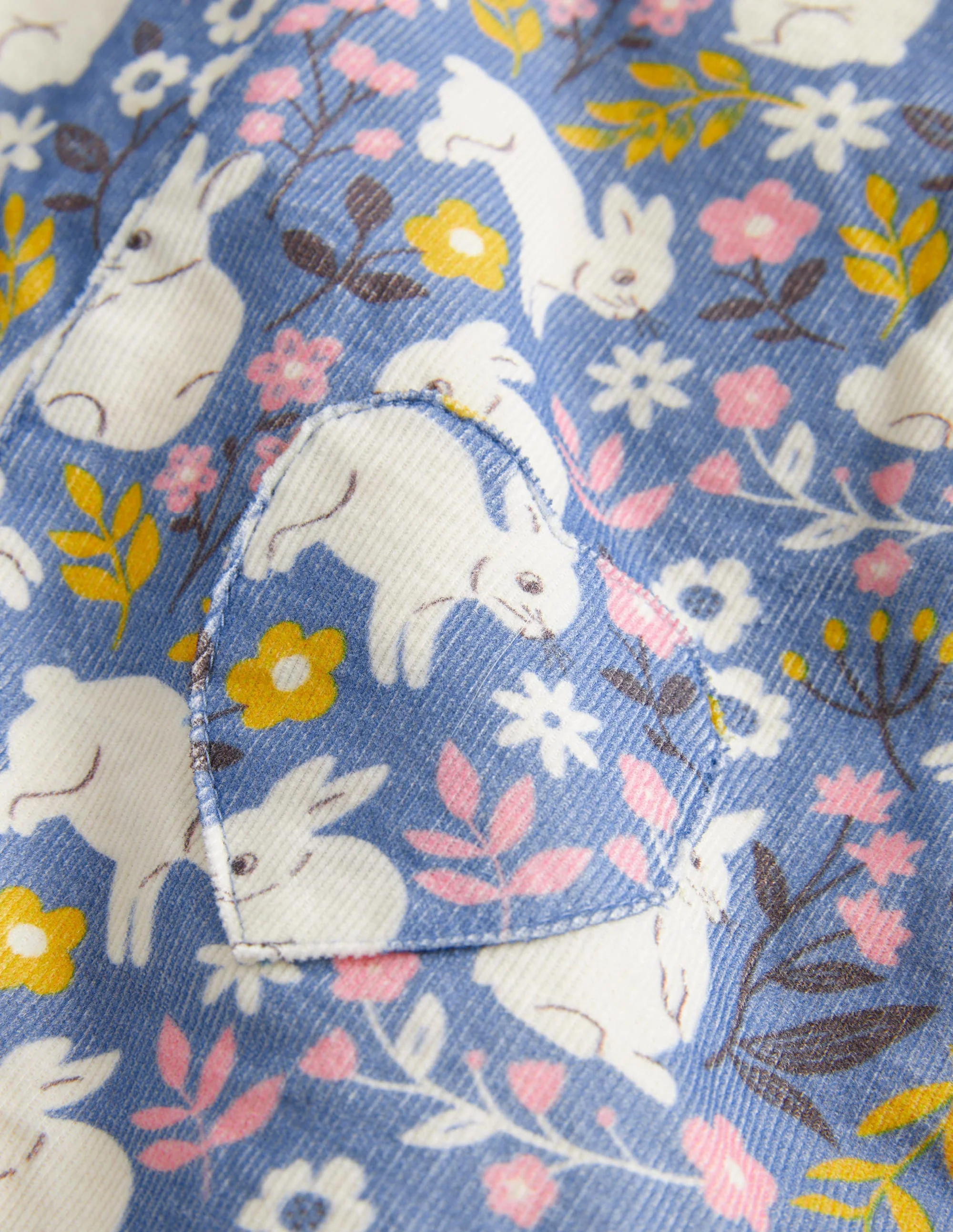 Woven Dungarees-Riviera Blue Bunny Field - Image 3