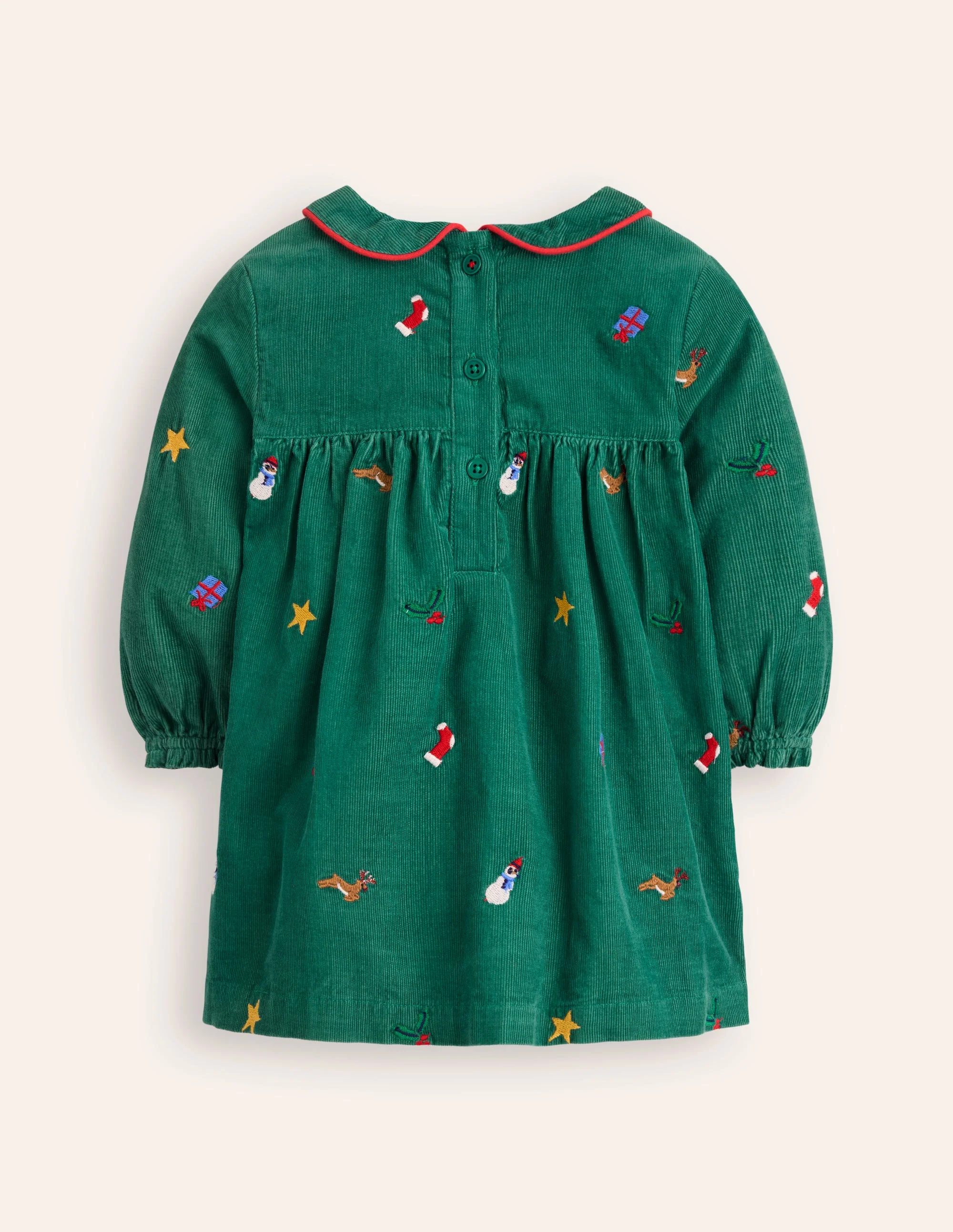 Woven Party Dress-Jewel Green Embroidery - Image 2