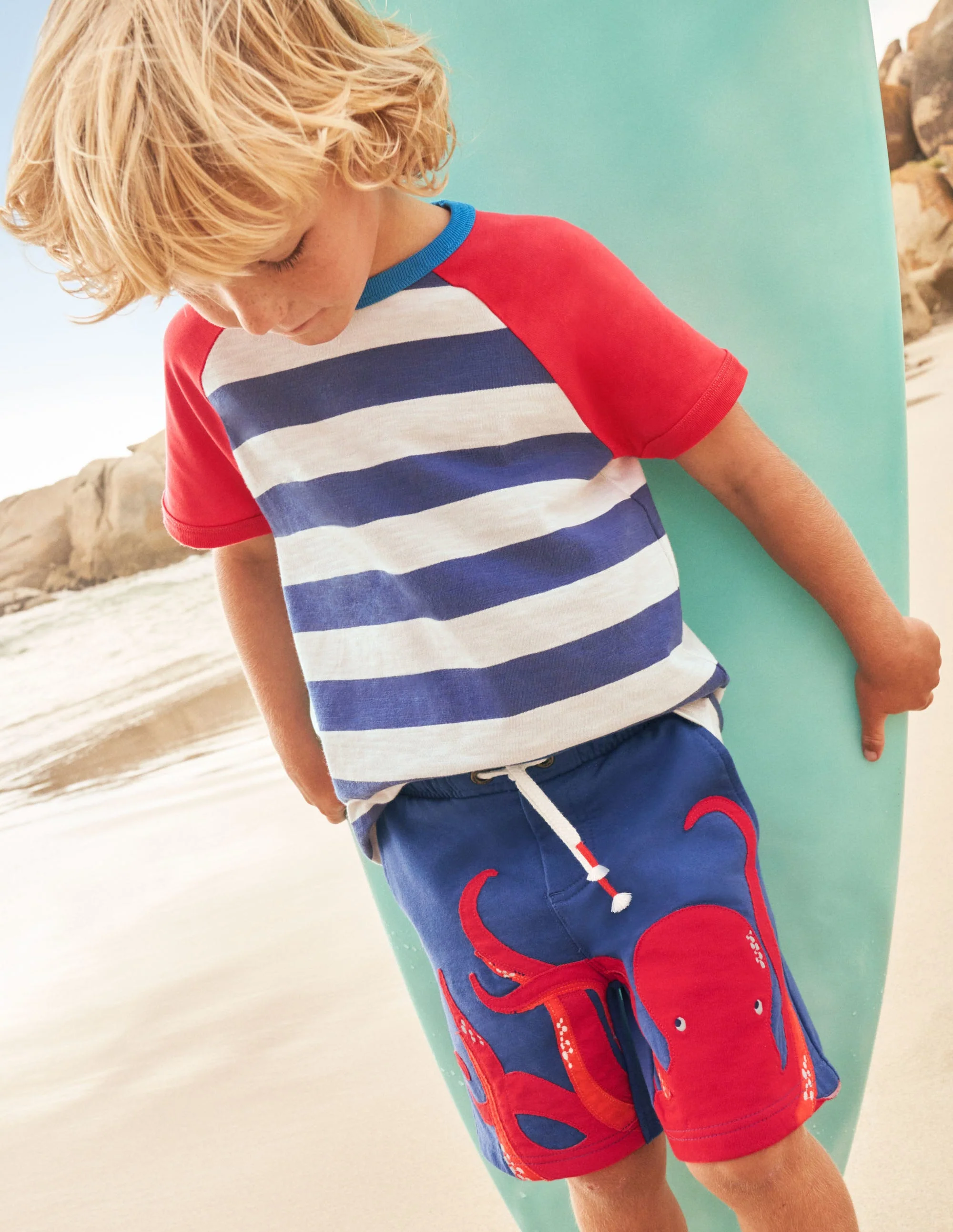Appliqué Sweatshorts-Starboard Blue Octopus - Image 4