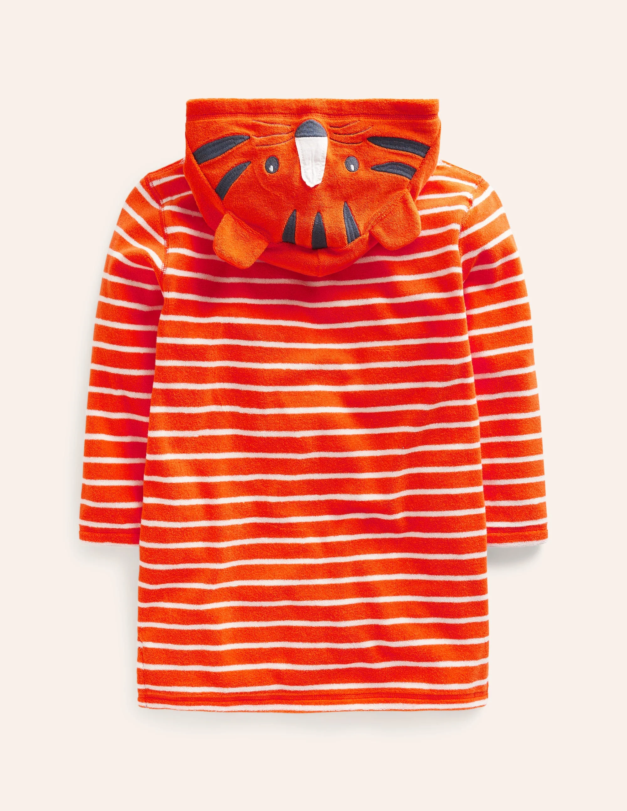 Appliqué Towelling Throw-on-Mandarin Orange/ Ivory Stripe - Image 2