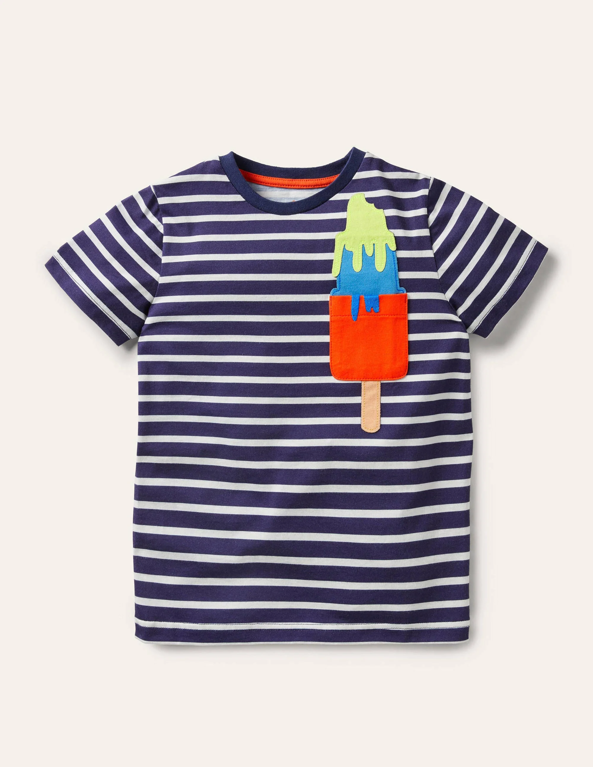 Beach Breton T-shirt-College Navy/Ivory Ice Cream