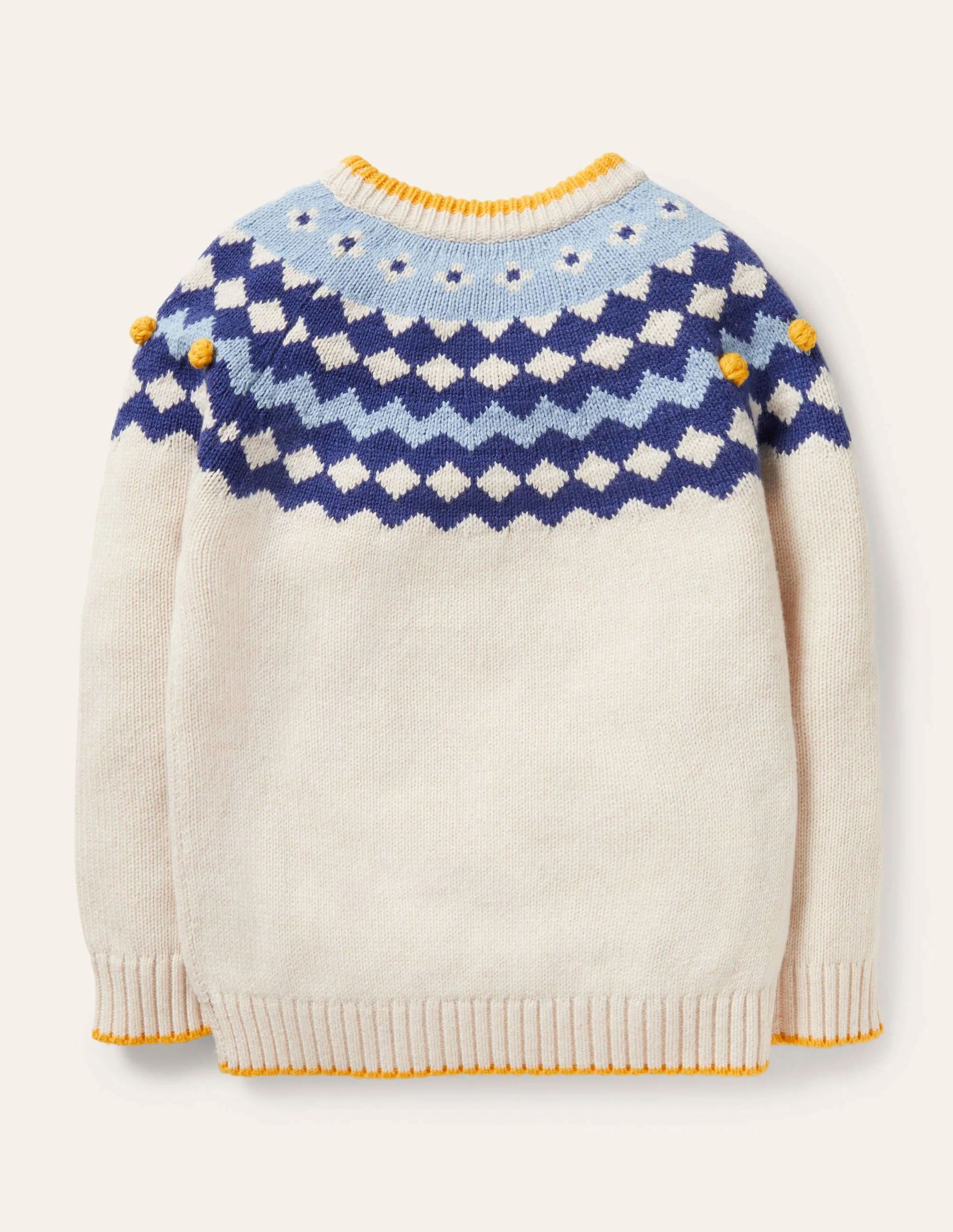 Chunky Fair Isle Crew Jumper-Ecru Marl Fair Isle - Image 2