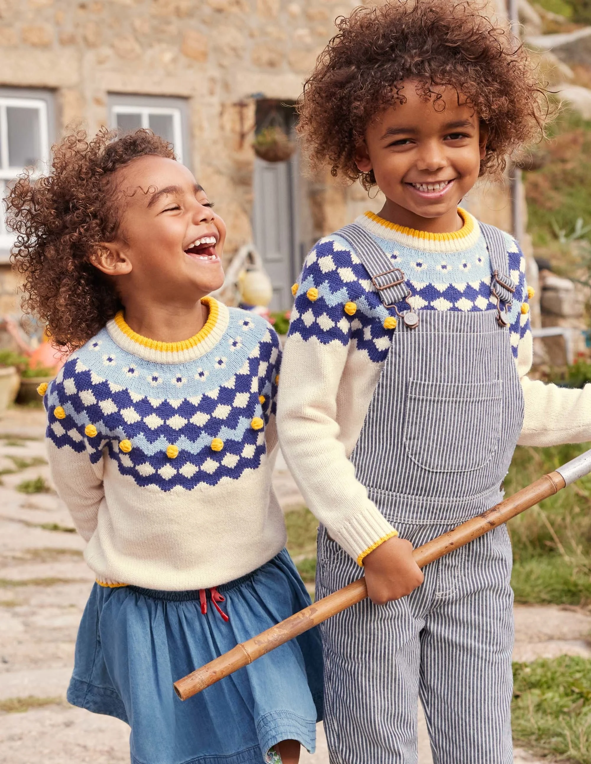 Chunky Fair Isle Crew Jumper-Ecru Marl Fair Isle - Image 4
