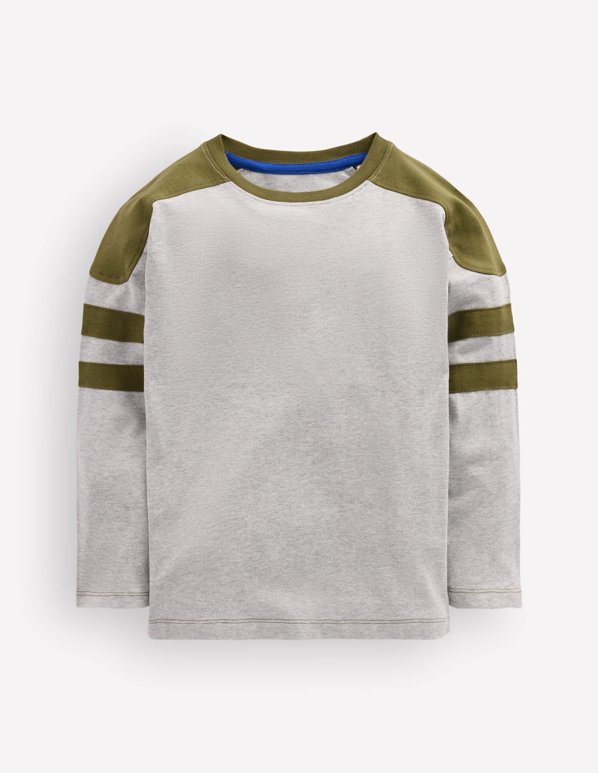 Colour Block T-shirt-Grey Marl