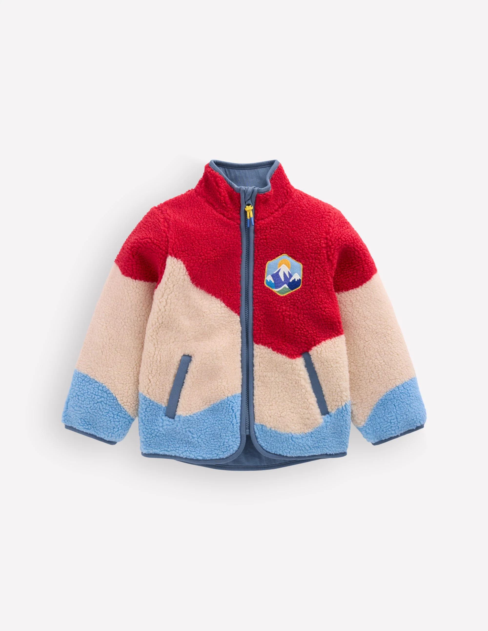 Cosy Borg Jacket-Colour Block
