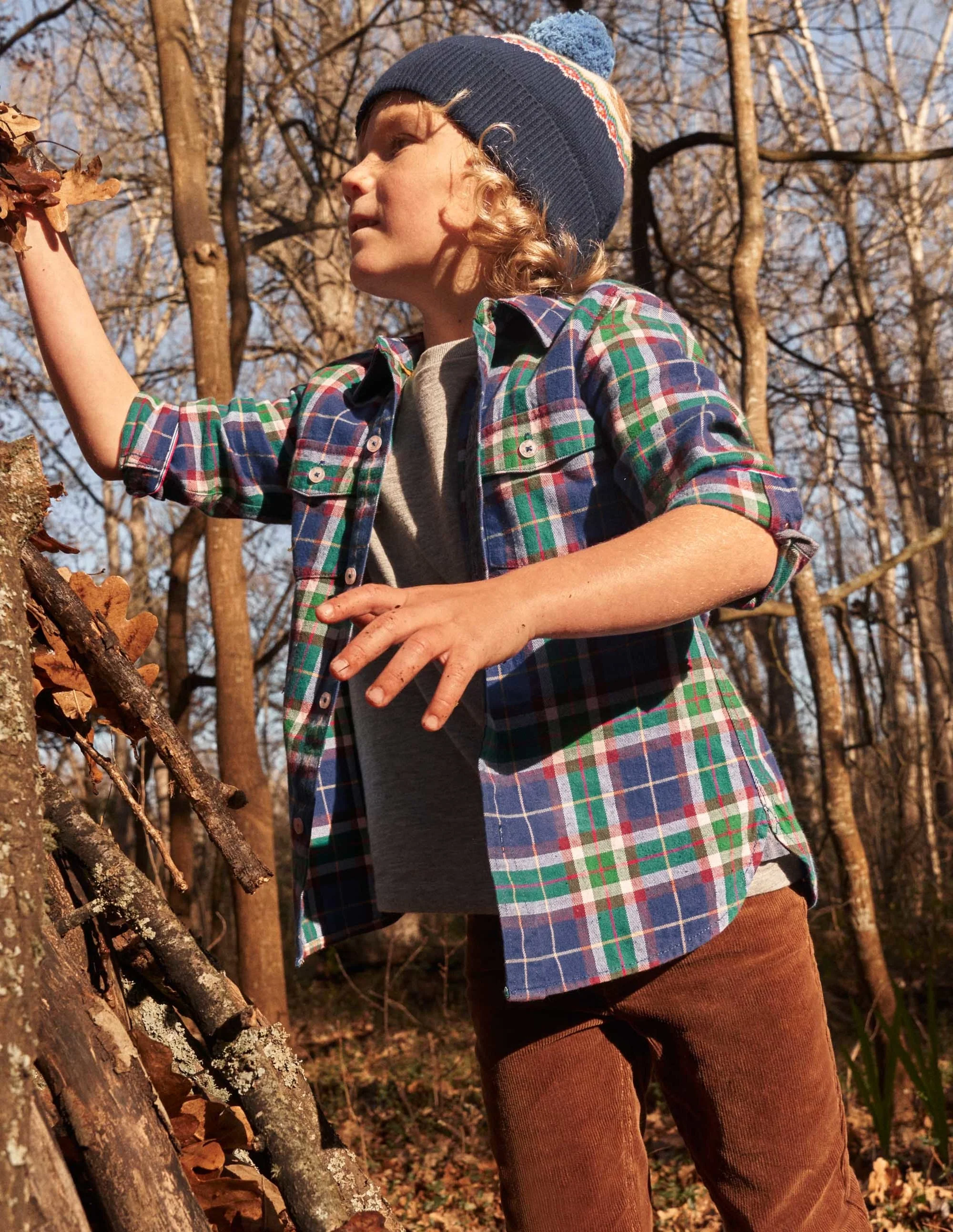 Cosy Brushed Check Shirt-Dark Green/Blue Check - Image 4