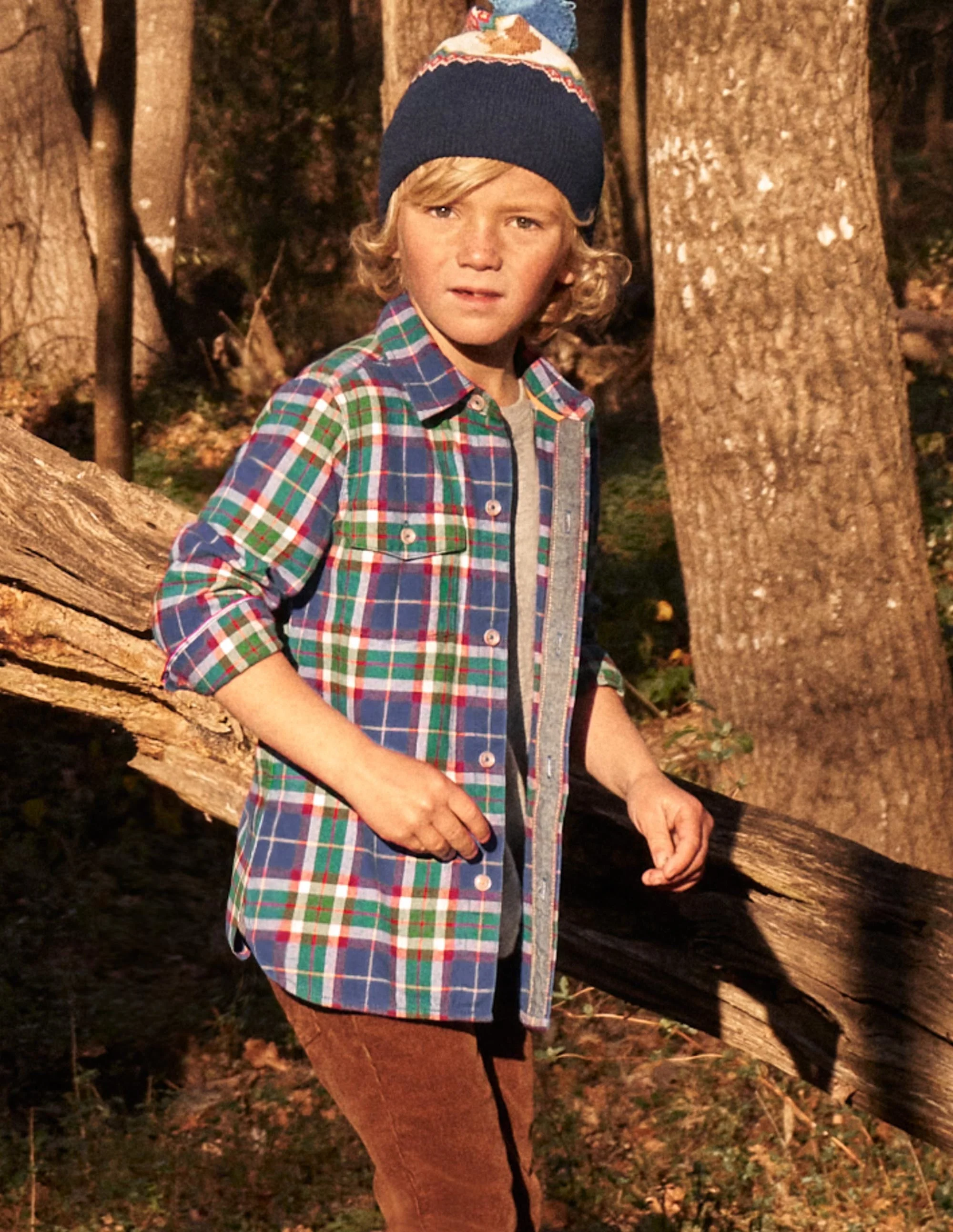 Cosy Brushed Check Shirt-Dark Green/Blue Check - Image 6
