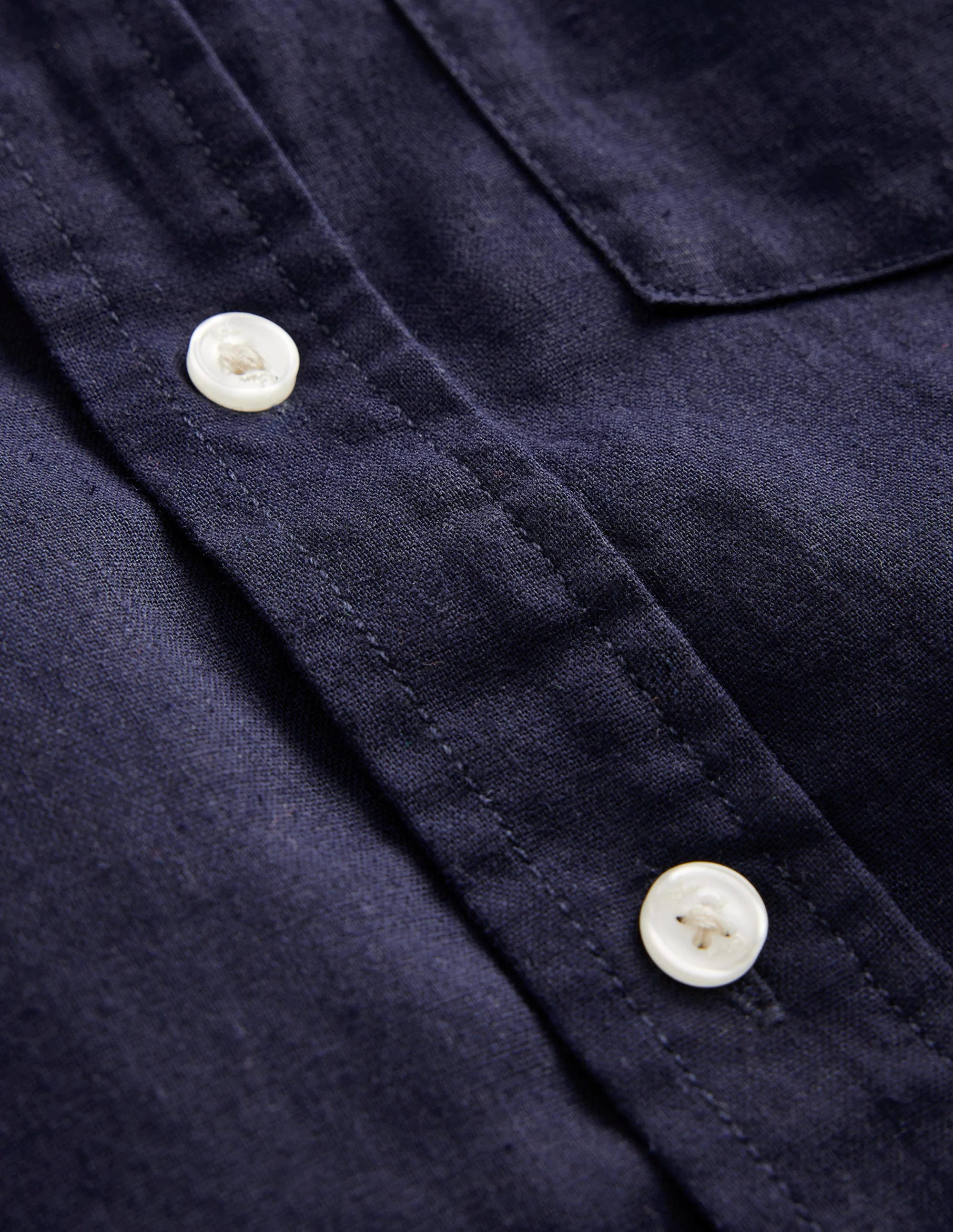 Cotton Linen Shirt-Navy - Image 3