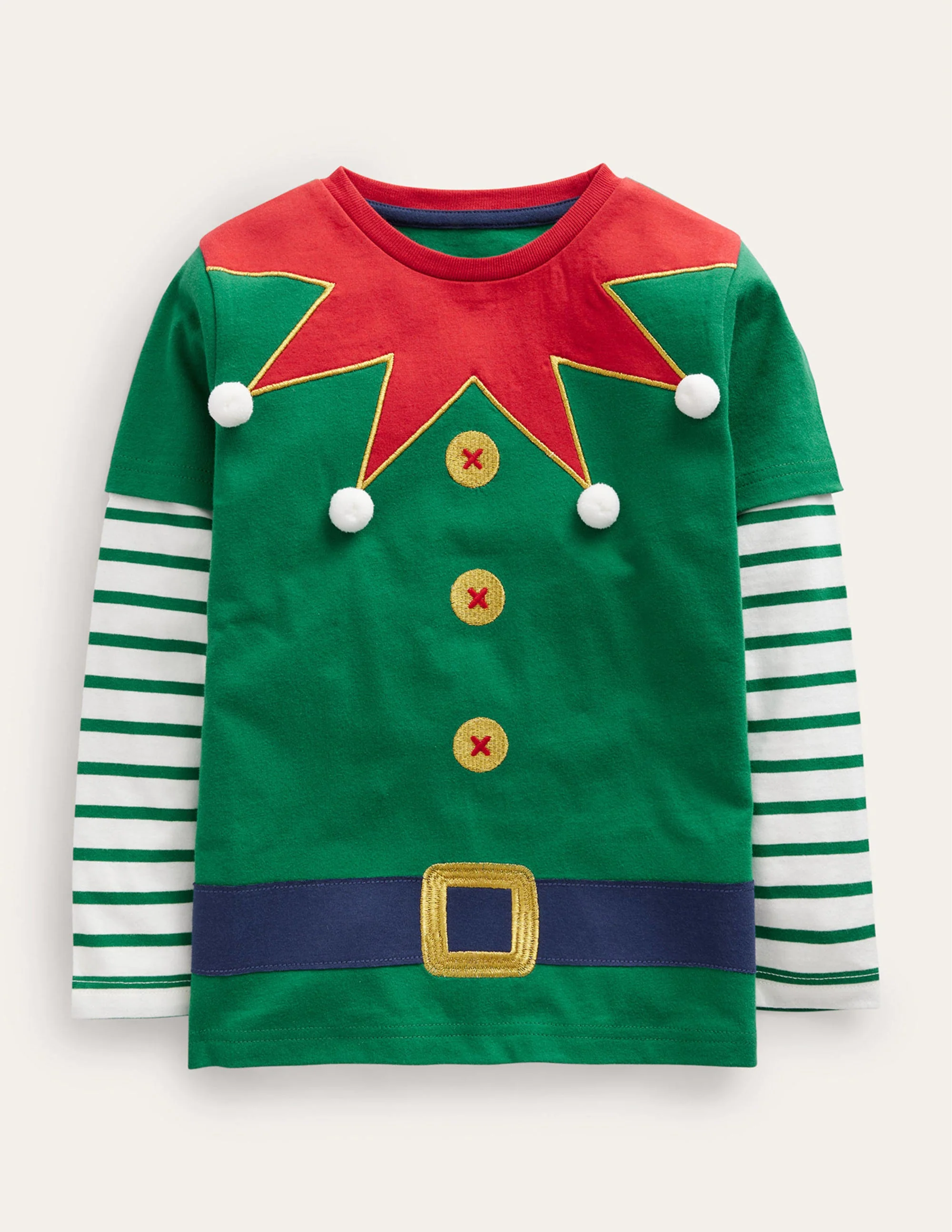 Elf Applique T-shirt-Forest Green