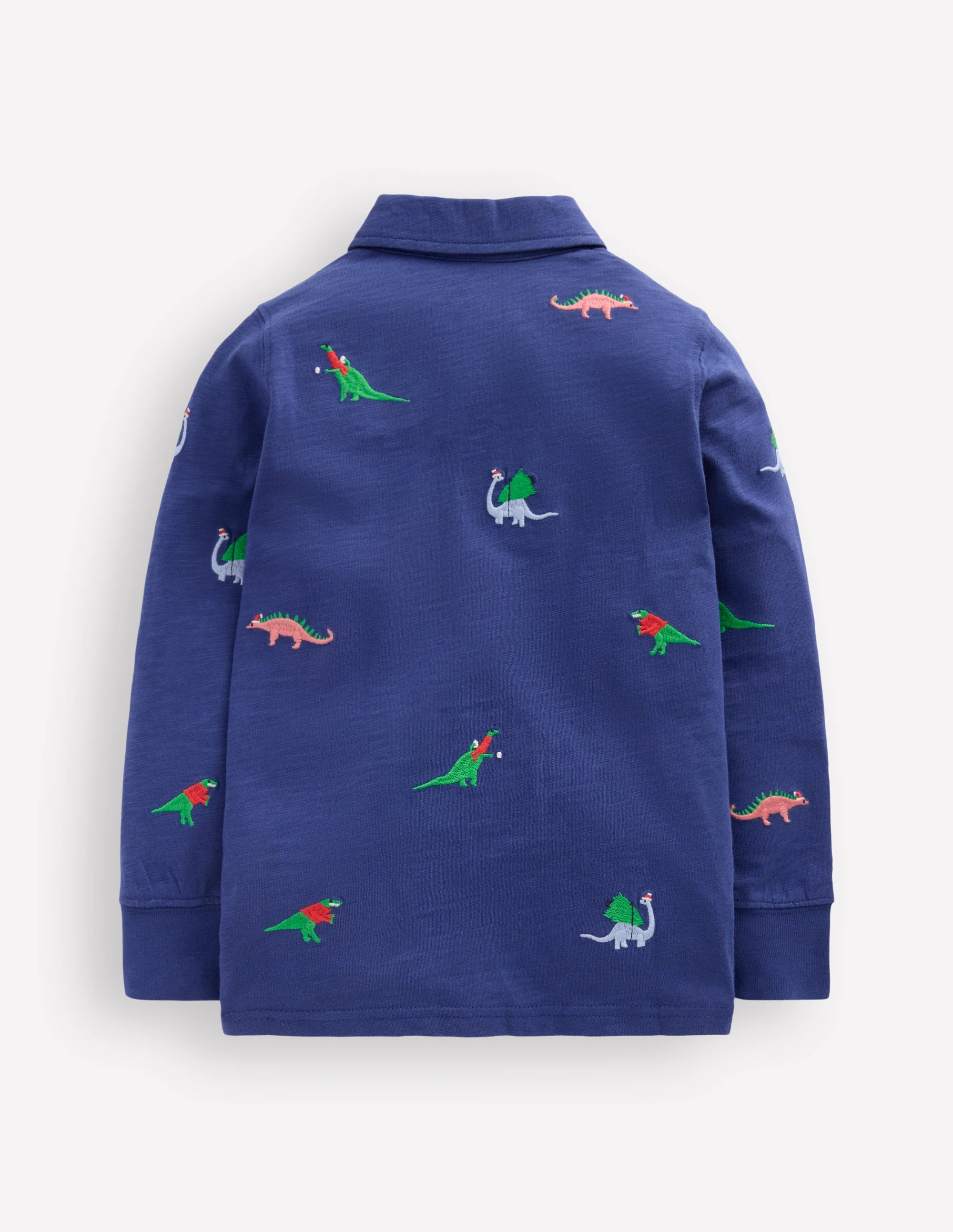 Embroidered Slub Polo Shirt-Starboard Blue Dino - Image 2