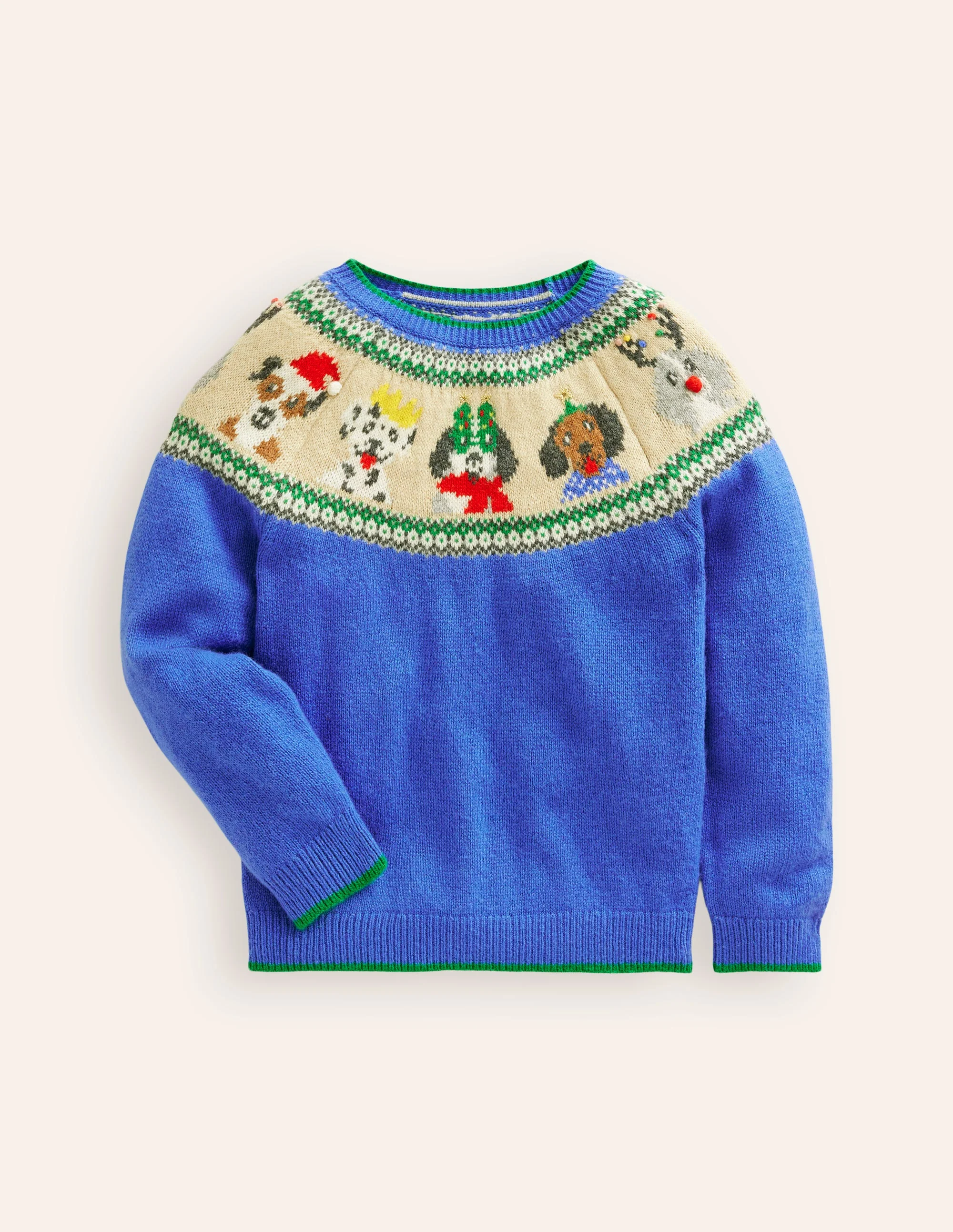 Fair Isle Jumper-Greek Blue Festive Dogs - Image 4