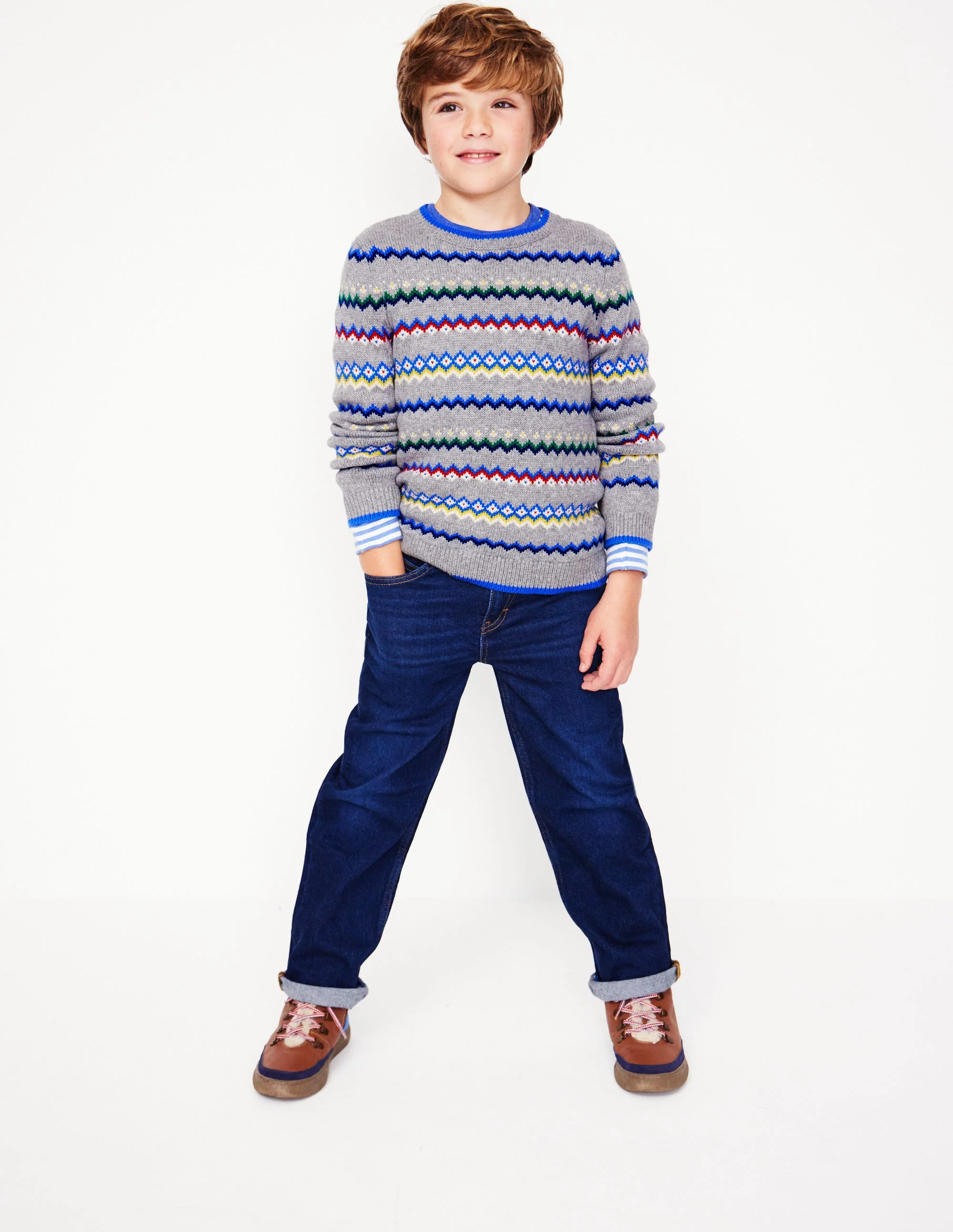 Fair Isle Jumper-Grey Marl