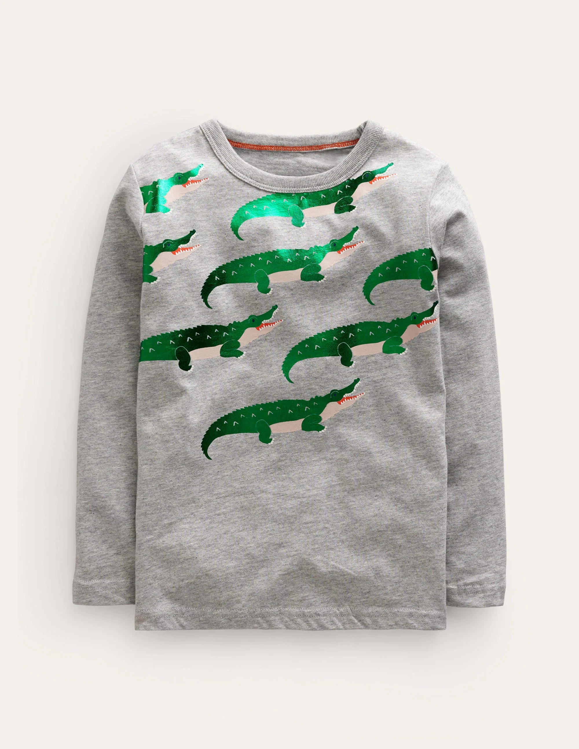 Foil printed T-shirt-Grey Marl Crocodile