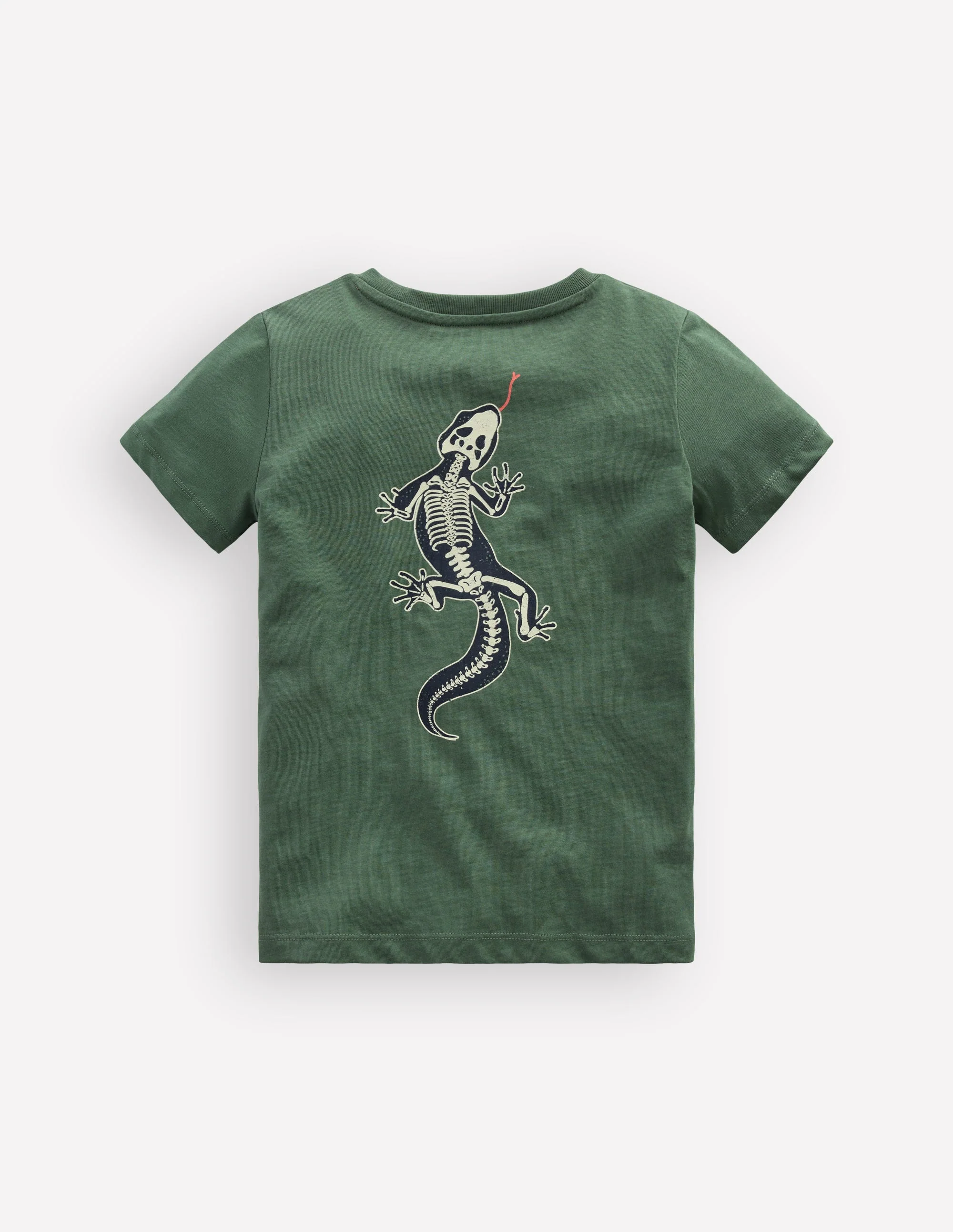 Front and Back Glow T-shirt-Bottle Green, Lizard X-Rray - Image 4