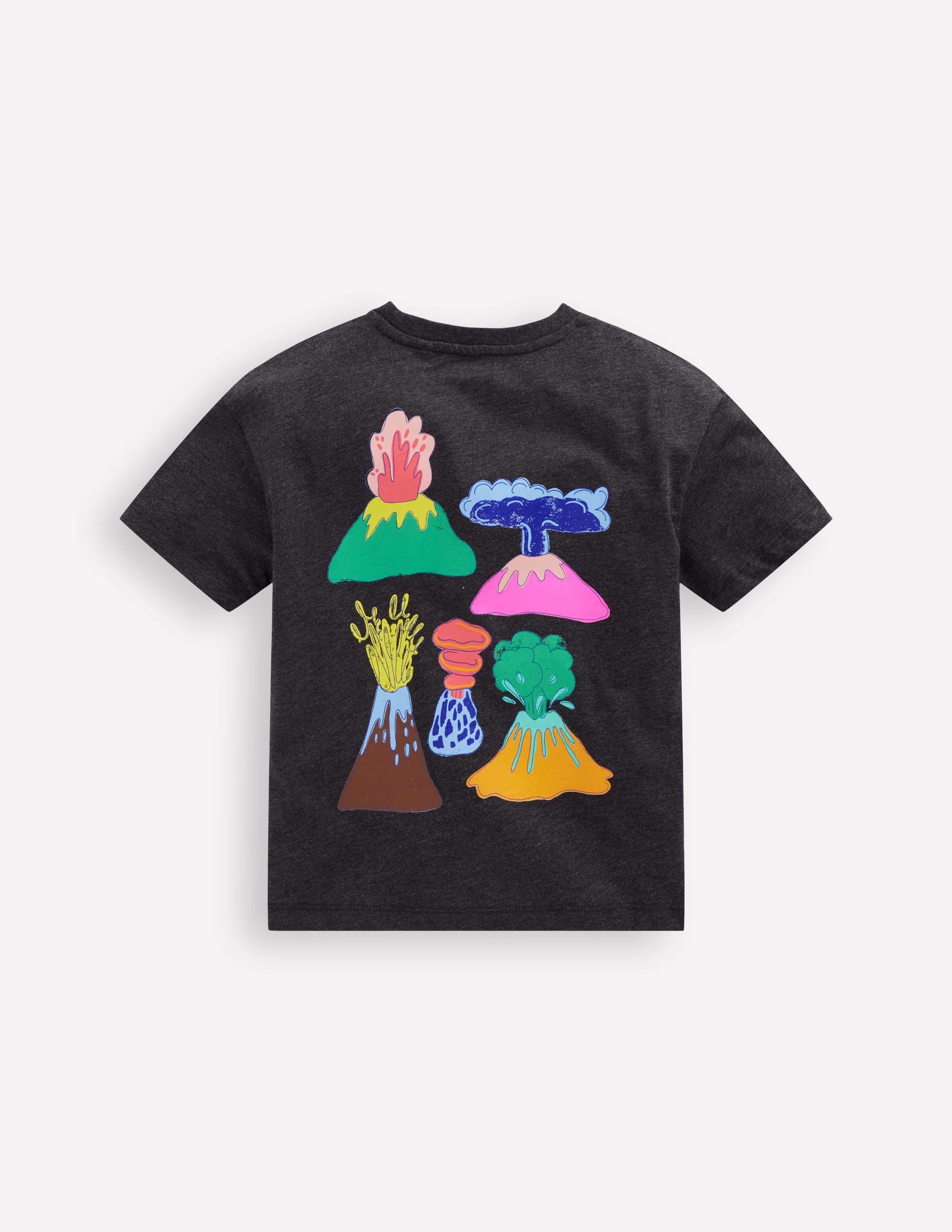 Front & Back Printed T-shirt-Charcoal Volcanoes - Image 2