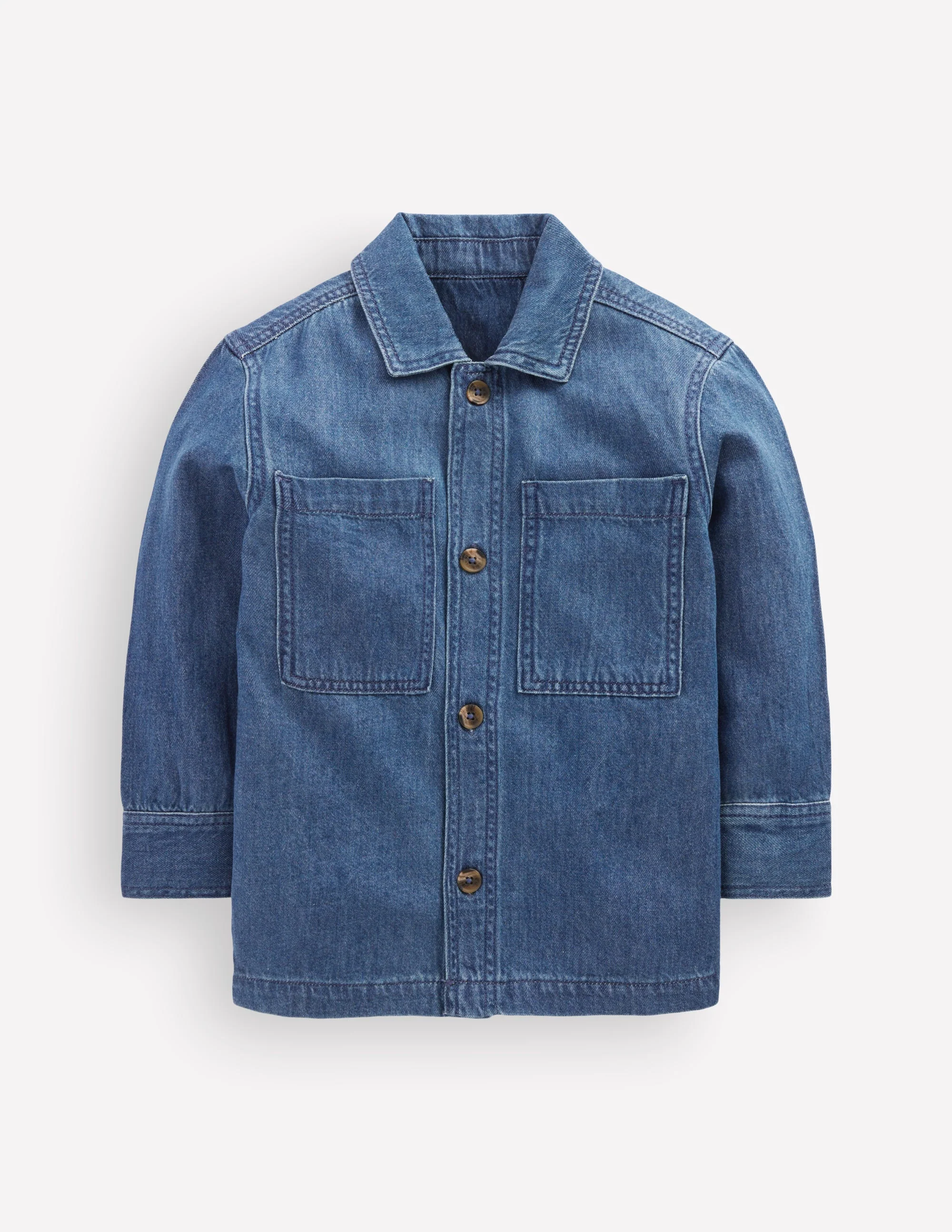 Front Pocket Overshirt-Mid Denim - Image 3